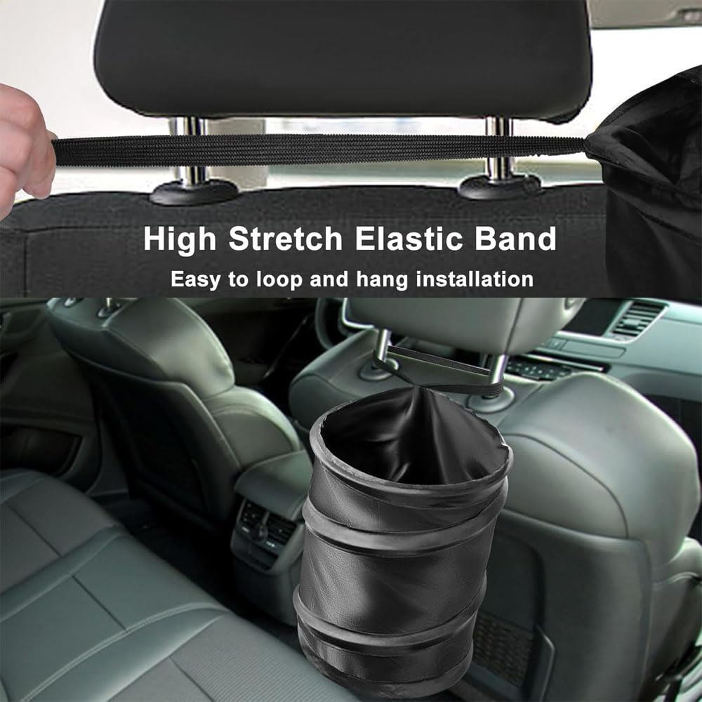 2 Pcs Car Trash Can, Portable Garbage Bin for Car, Collapsible Waterproof Waste Basket, Leak Proof Rubbish Bin for Travel, Office, Camping, Vehicle Trash Can One Large and One Small Size image number 2