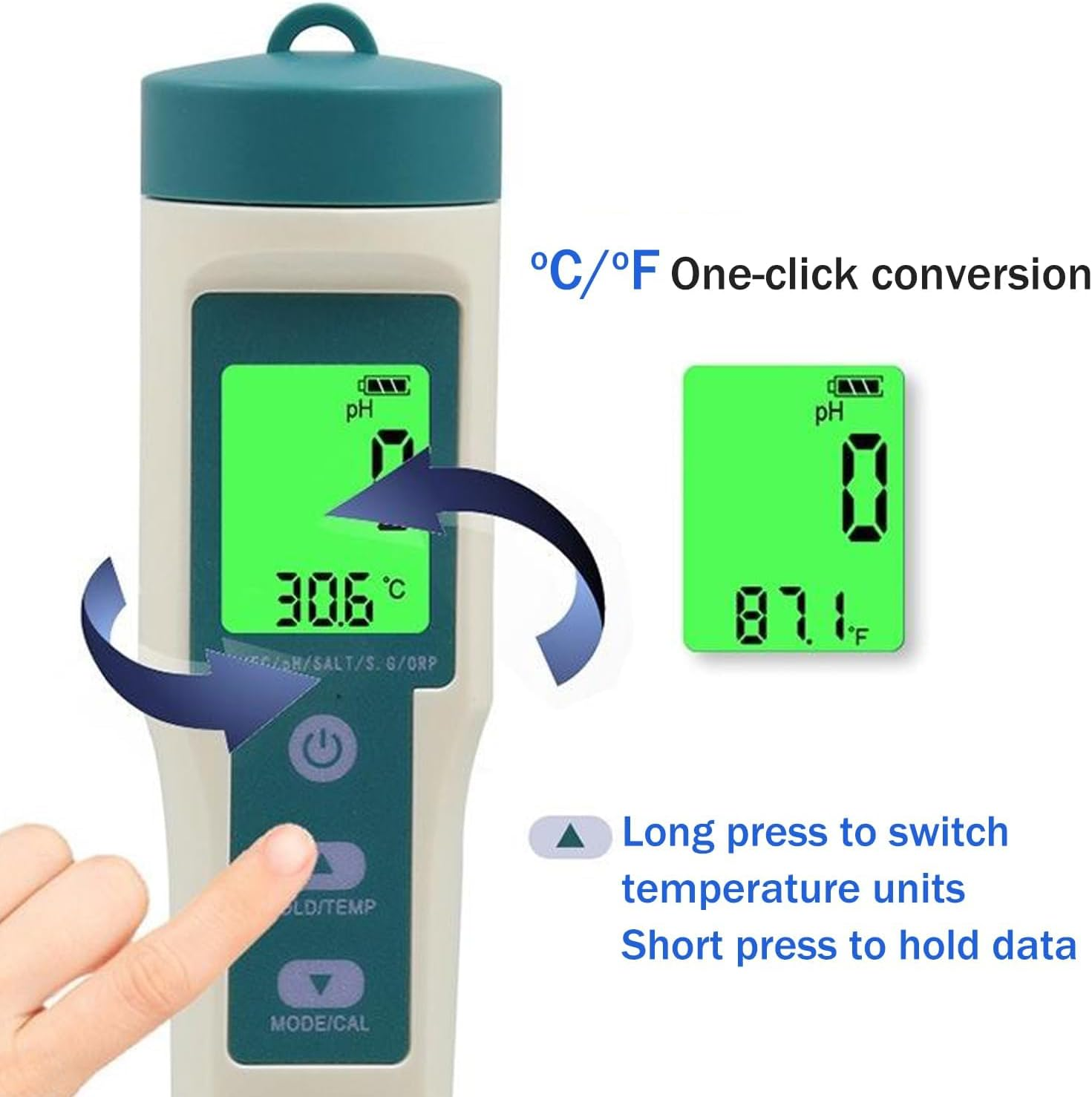 B-Qtech Digital Water Quality Tester 8 in 1, PH/TDS/EC/ORP/S.G/H2/SALT/TEMP Tester, Portable Water Tester for Drinking Water/Swimming Pool/Spa/Laboratory/Aquaria