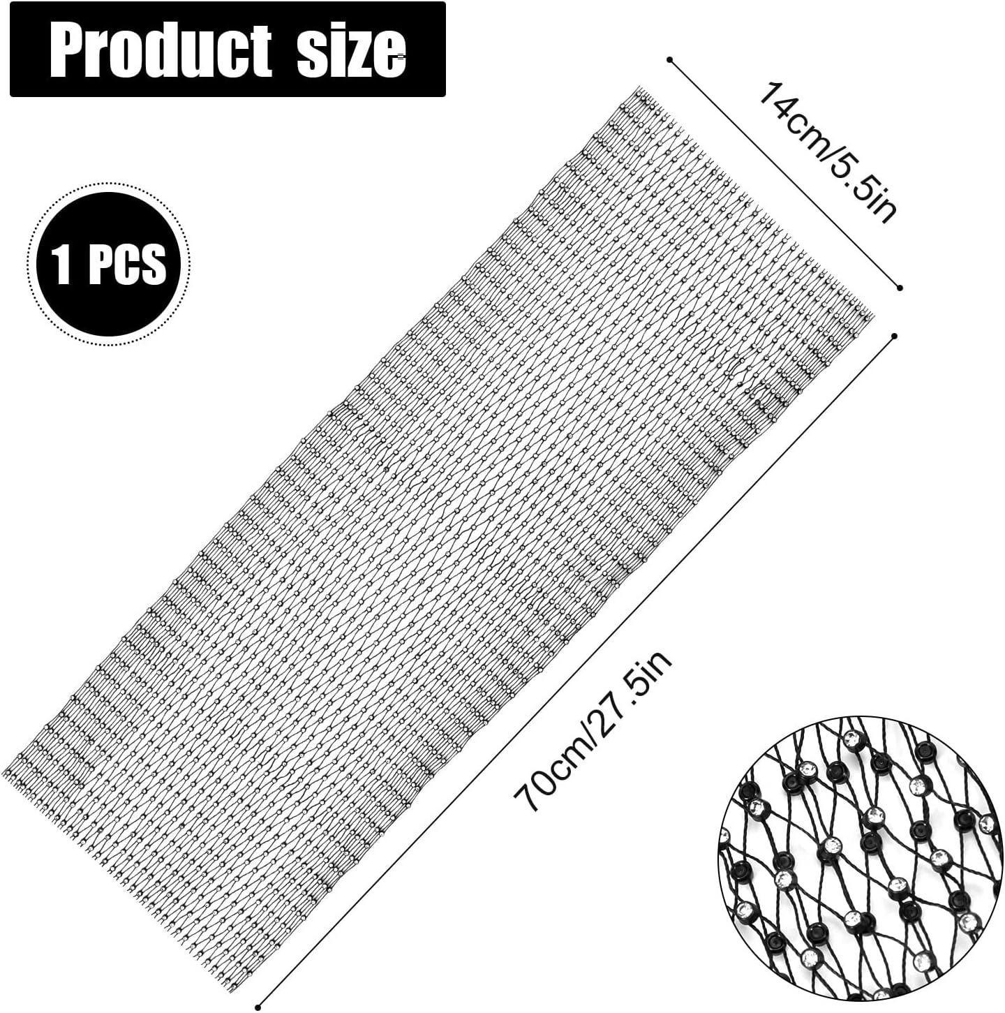 NQEUEPN Rhinestone Head Scarf, Black Glitter Crystal Mesh Headband Elastic Wide Head Wraps Diamond Sparkly Headpiece Party Nightclub Costume Hair Accessories for Women Girls image number 2