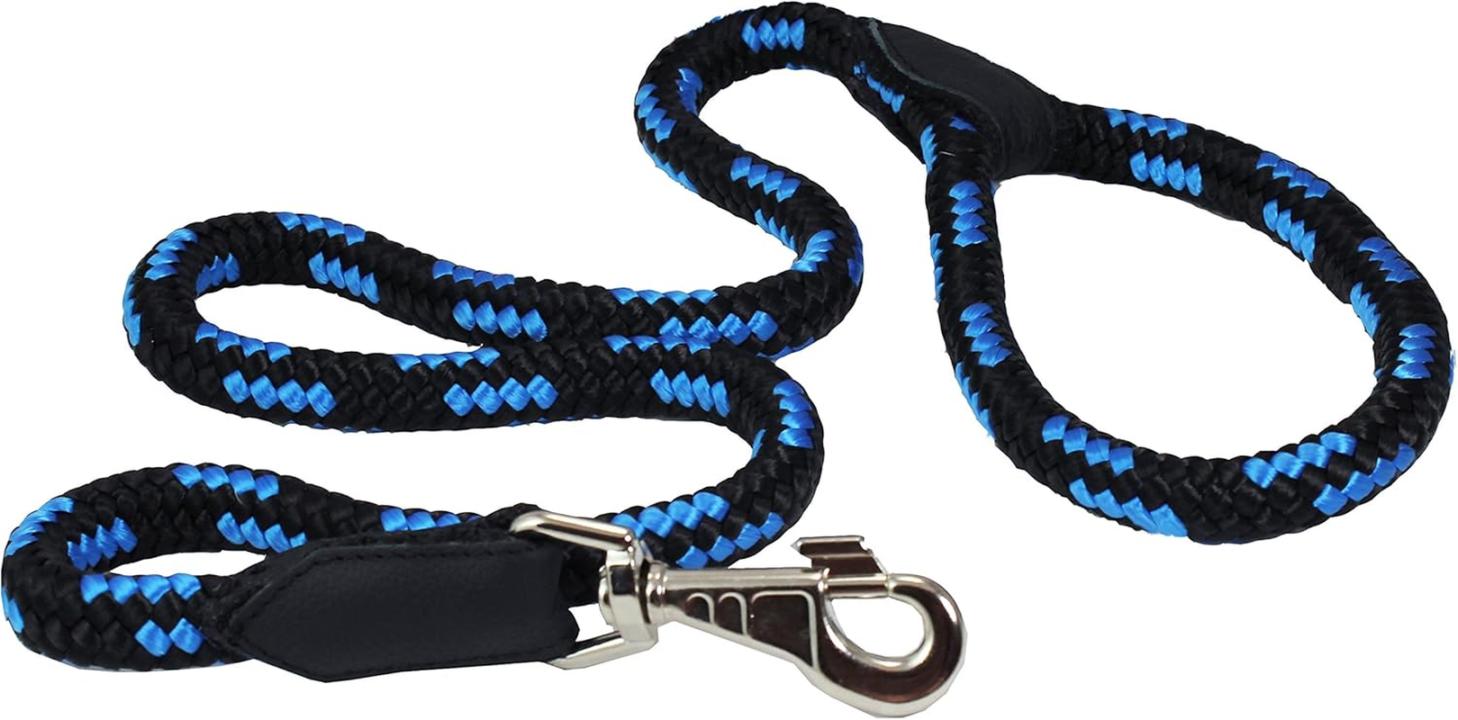 Dogs My Love 6Ft Long Braided Rope Dog Leash Blue with Black 6 Sizes (Medium: 6Ft Long; 3/8" Diam (10Mm)) image number 3