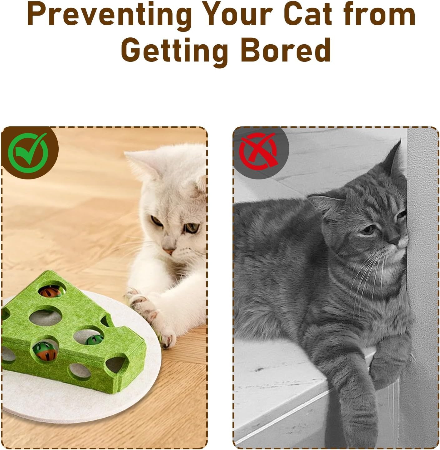 Cat Puzzle Toy, Interactive Cat Toys for Indoor Cats, Kittern Ball Toy with Soft Felt Maze Game Puzzle Box - Fun & Stimulating for Indoor Cats - round (Cheese) - Round image number 5