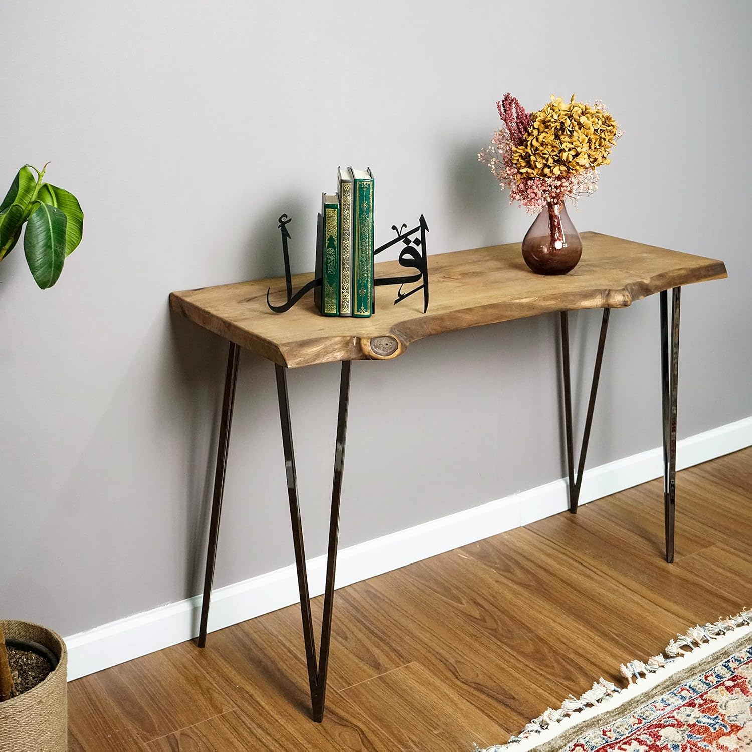 Handmadeworksshop | IQRA Arabic Metal Bookend | Home Decor or Islamic Decor for Table or Shelves | Black - Black image number 2