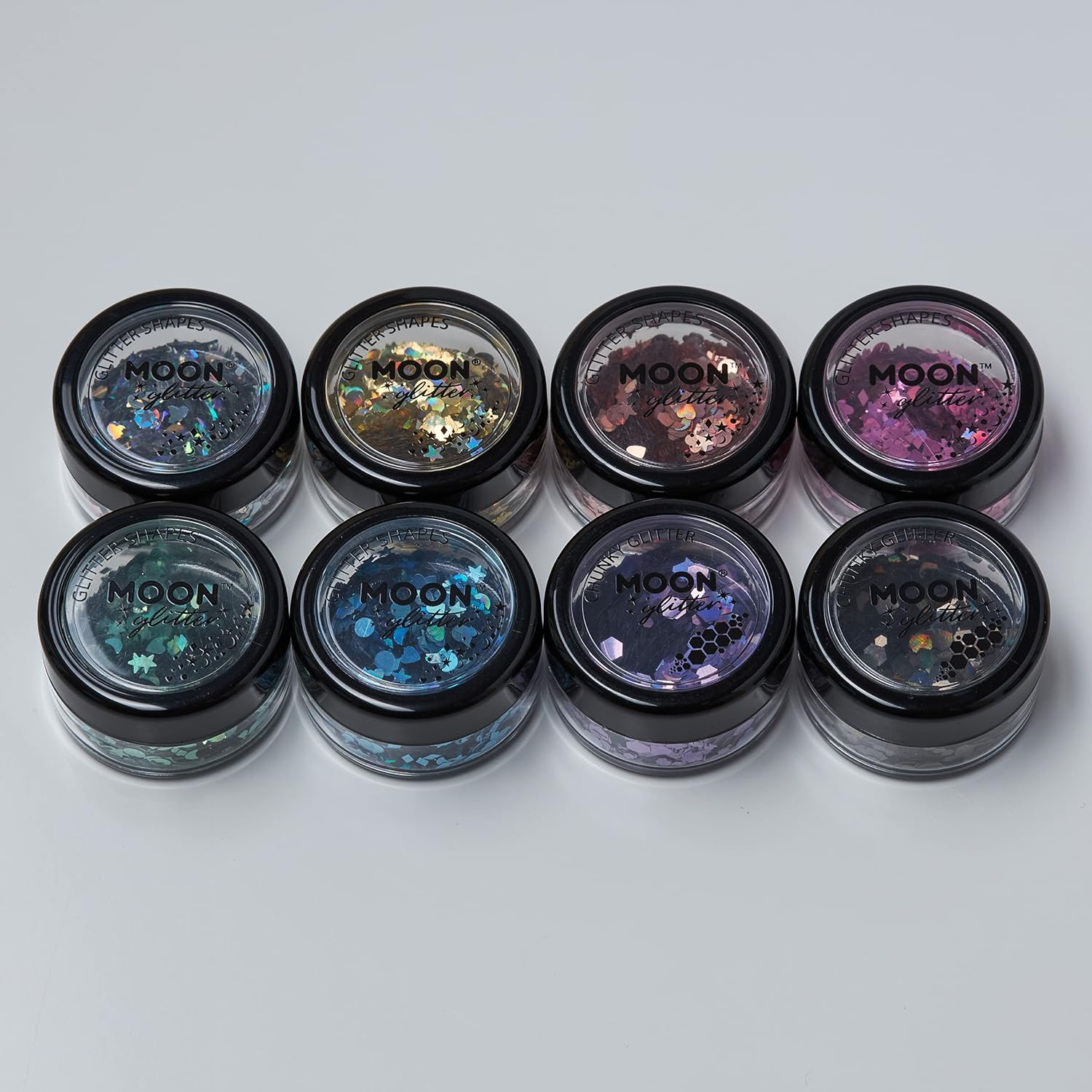 Holographic Glitter Shapes by Moon Glitter &ndash; 100% Cosmetic Glitter for Face, Body, Nails, Hair and Lips - 3G - Gold - Blue image number 7