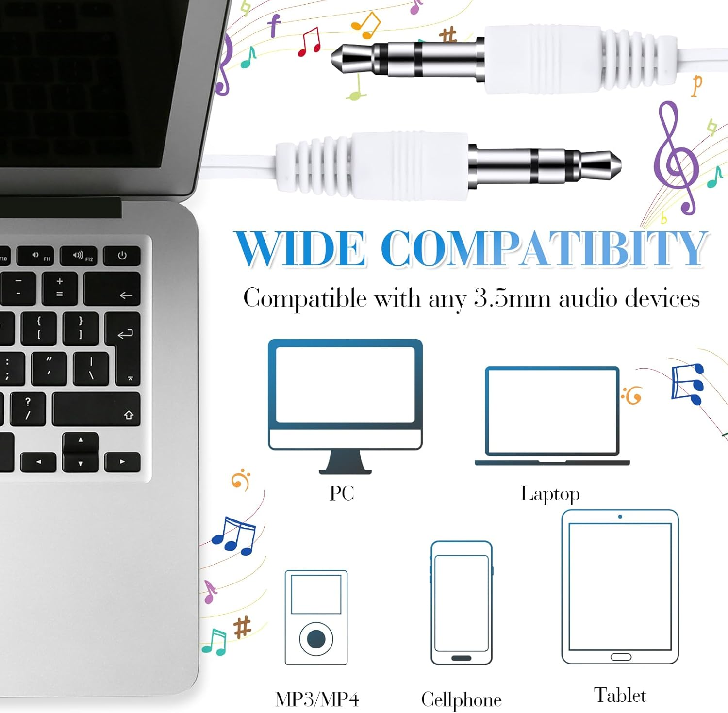 Konohan 100 Packs In-Ear Headphones Wired Earbuds Headphones for Kids Headphones for Classroom Wired Earphones for Students Kids Adults School Library Laptop (White) image number 5