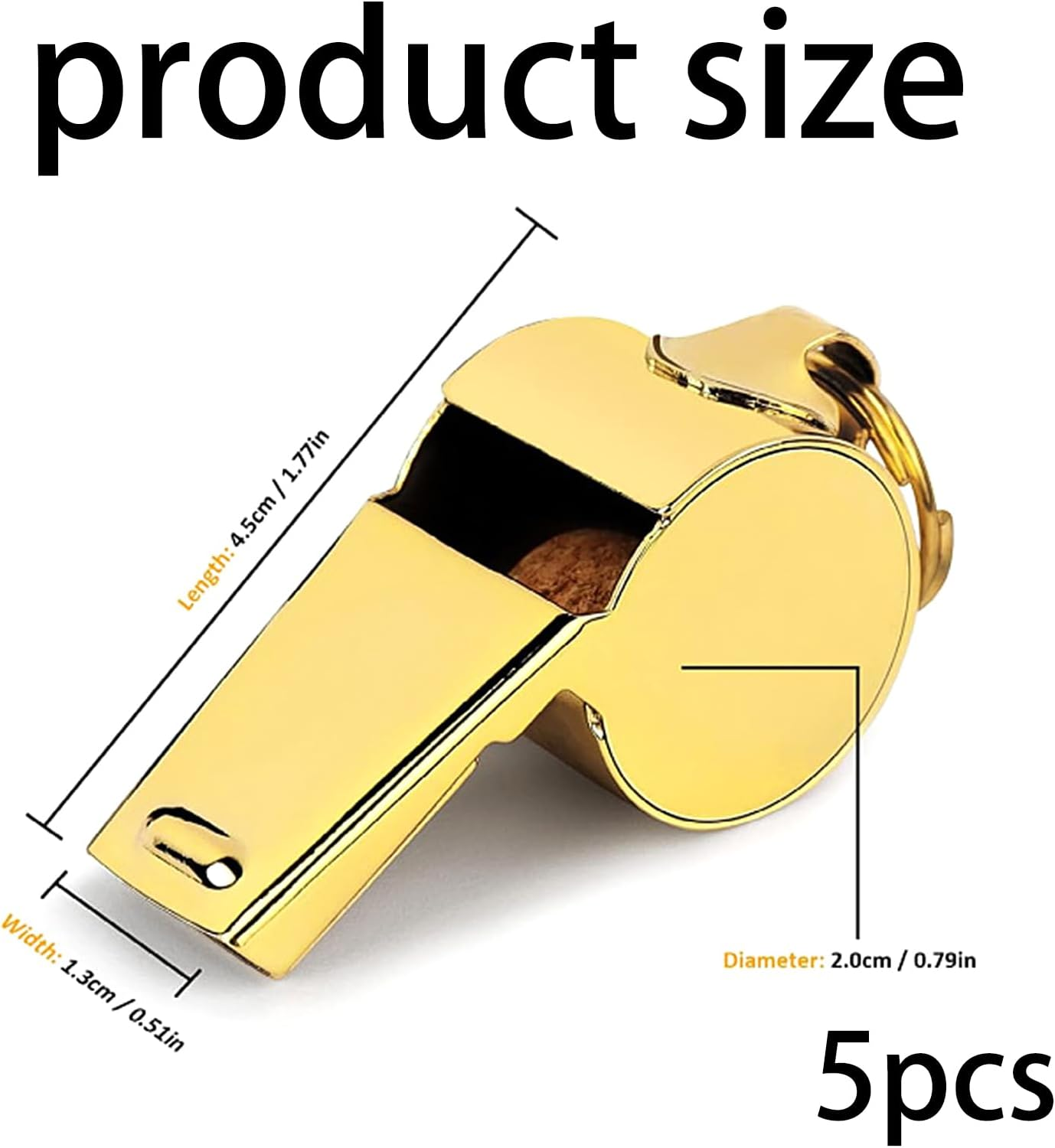 Whistle,6 Pcs Stainless Steel Sports Whistles,Coach Whistles Metal Whistle with Lanyard,For Whistle Sport,For Referees, Coaches, Polices, Training, Outdoor Sports and Emergency (Gold) image number 6