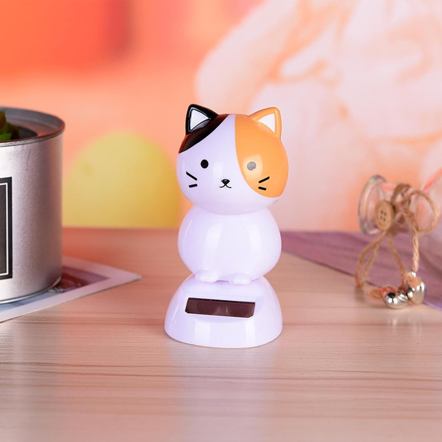 Solar Dancing Cat - Solar Powered Car Ornaments | Bobblehead for Car Dashboard | Car Dashboard Toys | Nodding Car Accessories | Solar Powered Dancing Toys for Vehicles Home Decoration - White image number 3