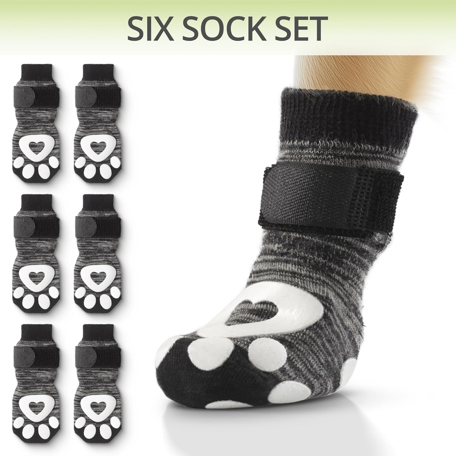 Non-Slip Dog Socks for Hardwood Floors - 6-Pack | Anti-Slip Toes to Prevent Licking Paws, Add Grip, and Provide Paw Protection | for All Ages and Senior Dogs - Large image number 4