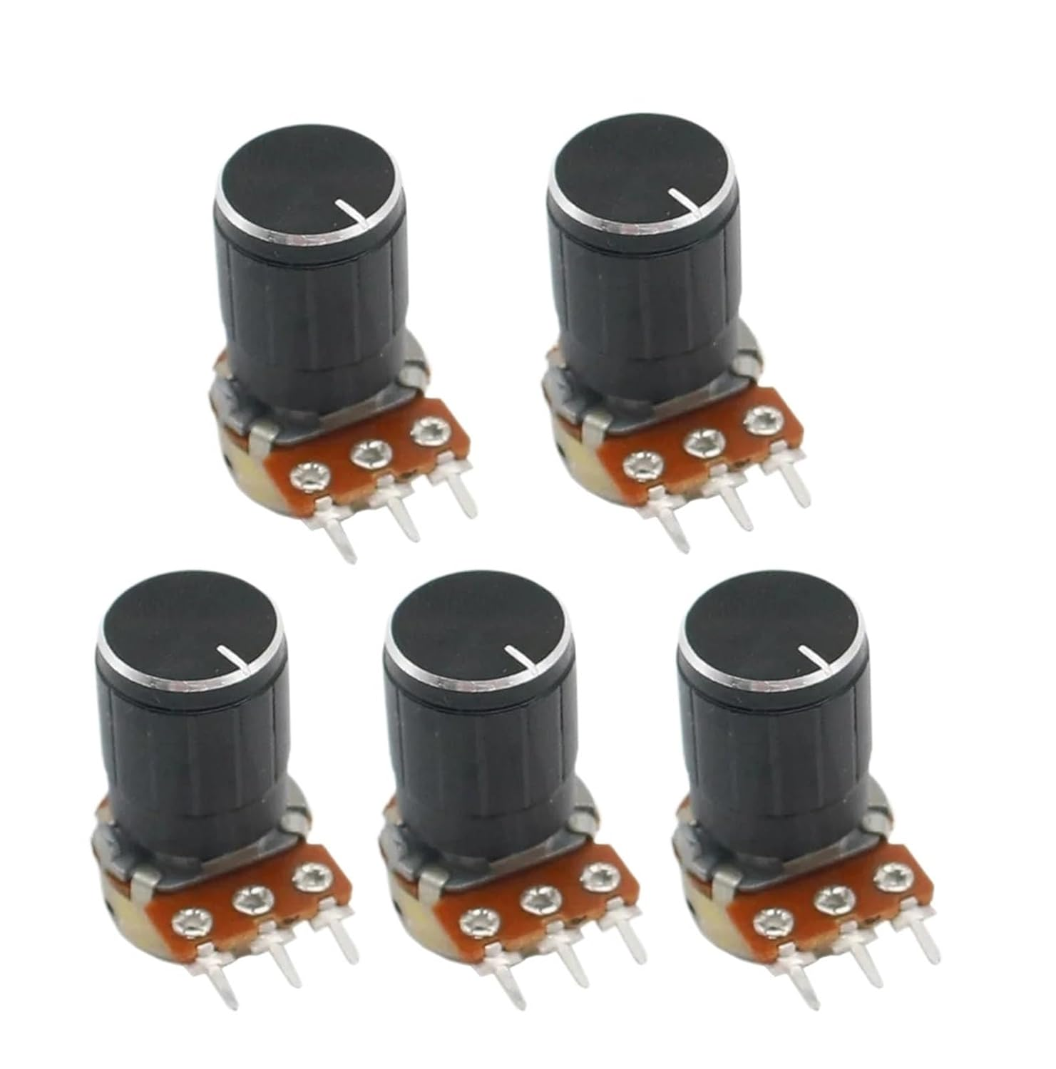 SKXMOD 1Pcs WH148 1K 2K 5K 10K 20K 50K 100K 500K 1M &Omega; 3Pin Knurled Shaft Linear Taper Rotary Potentiometer Resistor W/Knob for Audrino(50K Ohm) image number 5