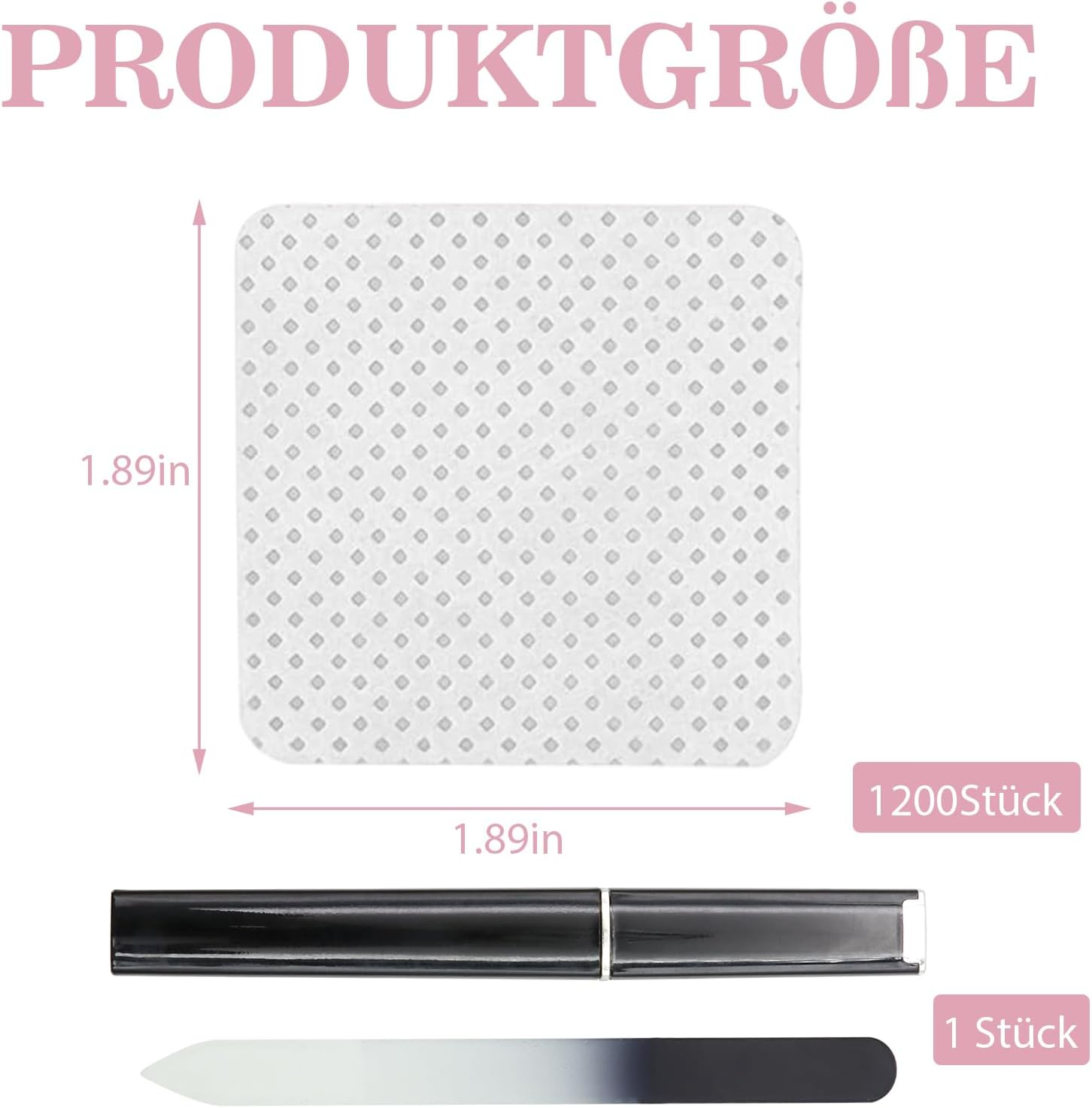 VEGCOO Pack of 1200 Nail Polish Remover Pads Nail Cleaning Wipes with 1 Black Nail File Extra Large Quantity Quick Remove Cleaning Wipes Nail Care Set for Salon Home (White) image number 1