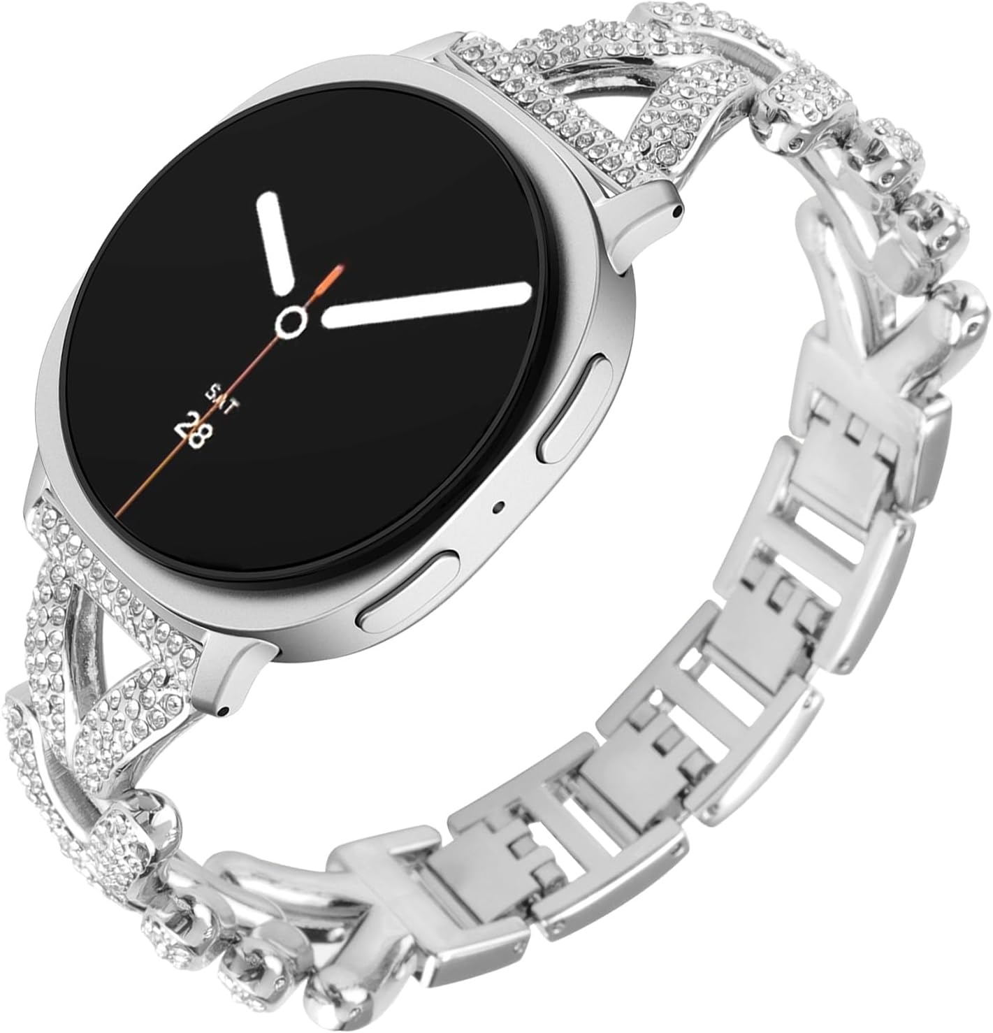 Wopail Metal Bracelet for Samsung Galaxy Watch 8 40 Mm 44 Mm, Stainless Steel Replacement Strap Women'S Bracelet with Diamonds Rhinestones for Samsung Galaxy Watch 8 Classic 46 Mm