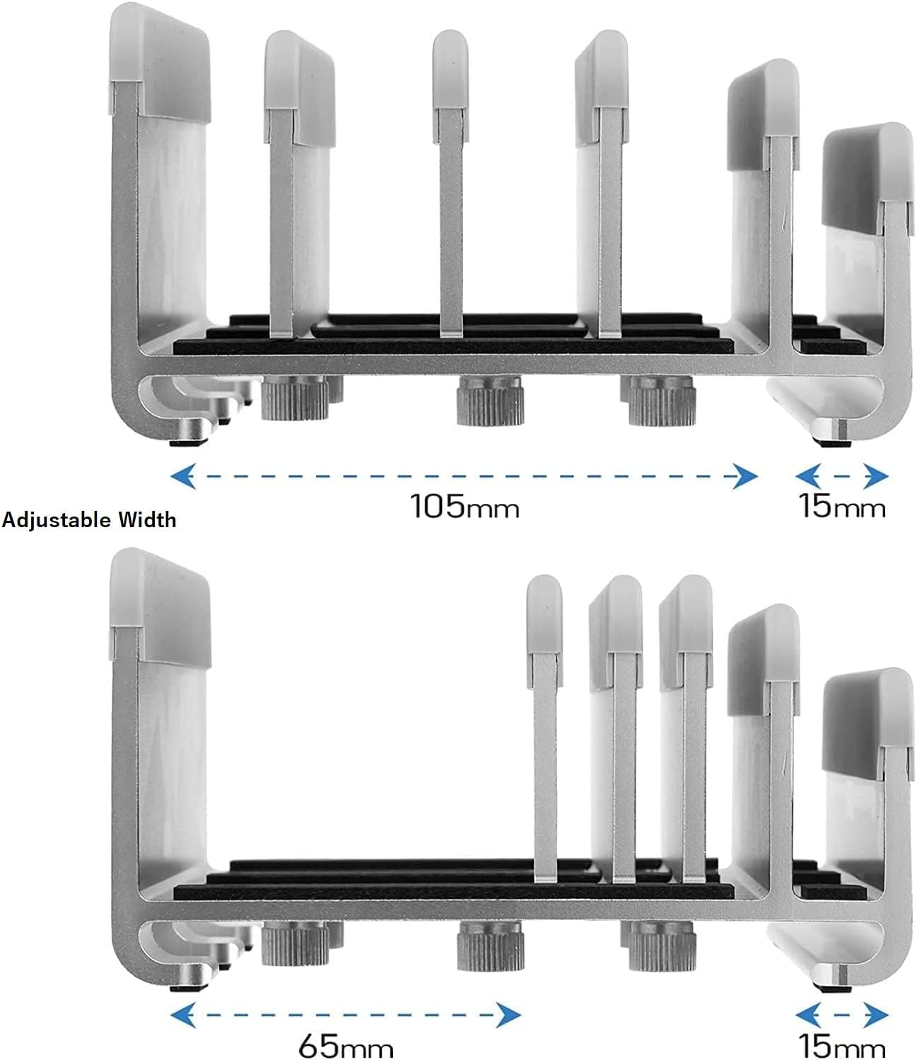 Multiple Laptop Stand, Geecol Desktop Stand Holder up to 5 Devices with Adjustable Dock (Up to 6.7 Inch), Fits All Macbook/Surface/Samsung/Hp/Dell/Chrome Book Silver