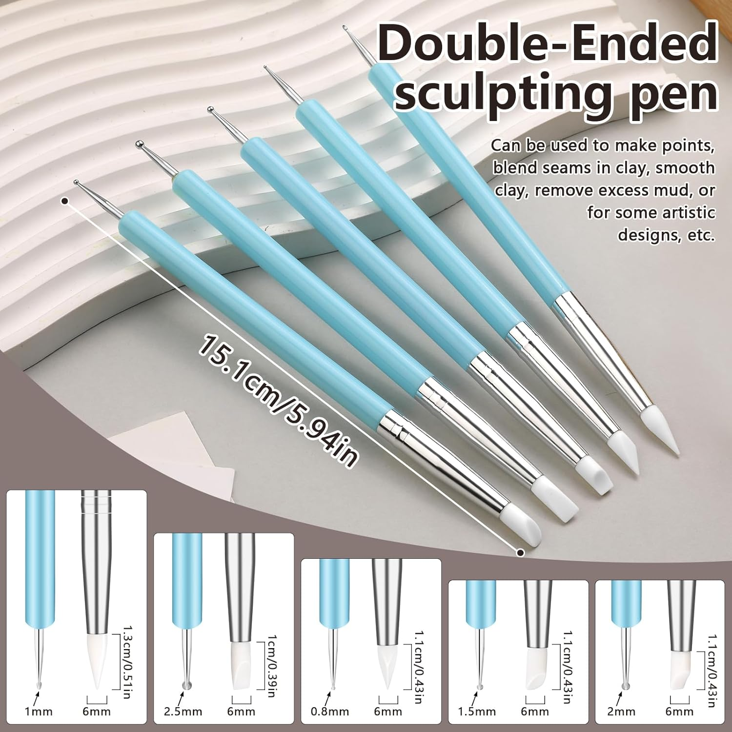 10 Pcs Silicone Clay Tools, Silicone Sculpting Tools, Polymer Clay Tools, Dotting Tools for Painting, Silicone Brushes for Crafts, Nails image number 1