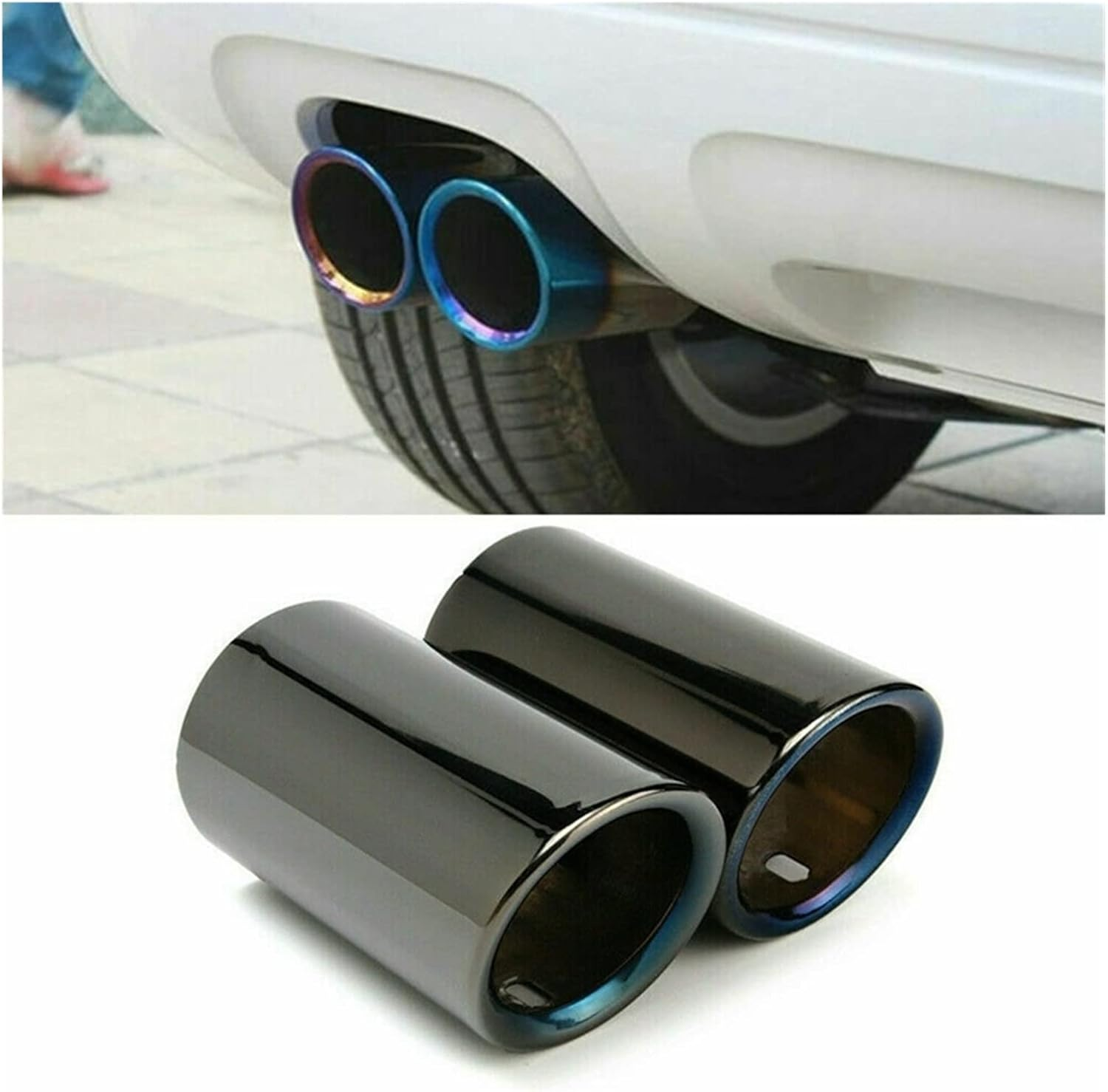 Muffler 1 Pair Titanium Black Car Exhaust Systems Nozzle Muffler Pipe Tip Compatible with BMW 2006 2007 2008 2009 2010 E90 E92 325 Car Accessories image number 3