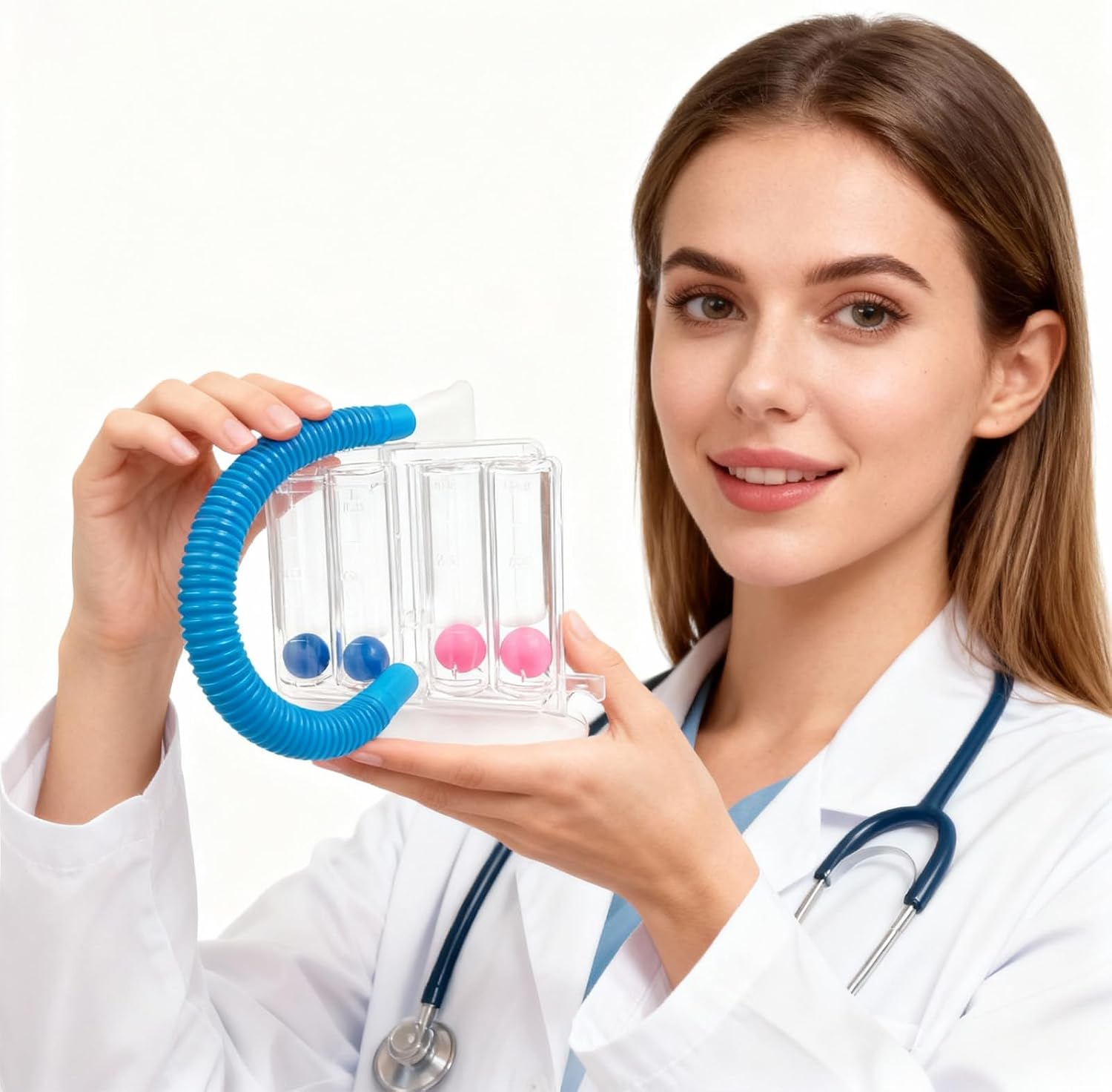 Four-Ball Breathing Trainer, Durable Deep Breathing Lung Exerciser, Spirometer Lung Exerciser, Washable Breathing Exercise Device, Breathing Measurement System with Handle image number 3