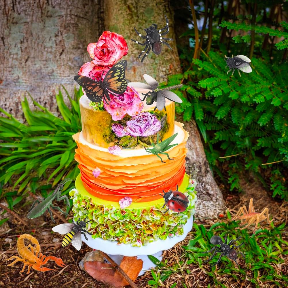 Realistic Insects and Bugs Toy for Kids, 12Pcs Large Plastic Insects Figure Bugs Figurine Set for Kids Children with Ant Ladybug Bee Butterfly Scorpion Spider Mantis, Pet Toys Halloween Party Favors image number 2