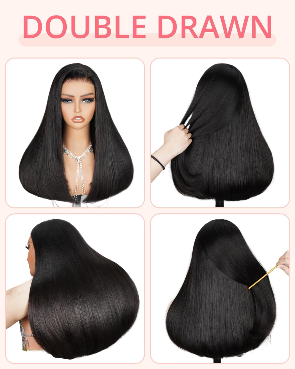 MEGALOOK Salon-Quality Ready to Go Glueless Wigs Human Hair 220% Density Pre Cut HD Lace 5X6 Pre Cut Lace Frontal Wig 12A Silky Straight Wig Human Hair Real Pre Plucked Bleached Tiny Knots 18 Inches