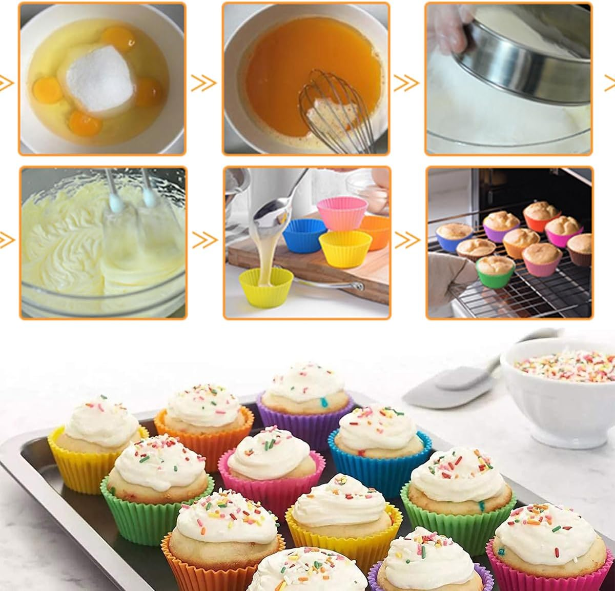 36 Pack Silicone Cupcake Liners, Reusable Silicone Muffin Cups Moulds image number 2