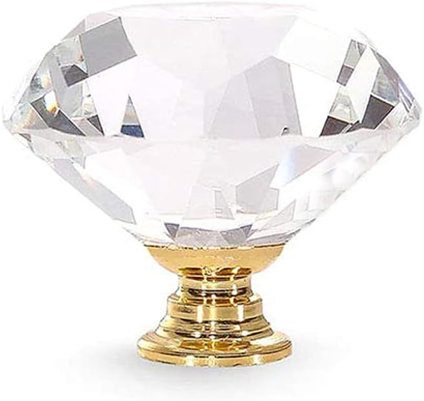 16Pcs 40Mm Clear Crystal Cabinet Knobs Glass Diamond Cut Shape Cupboard Drawer Pull Handle with Screws for Dresser Door Chest Bin Wardrobe Kitchen Bathroom Home image number 4