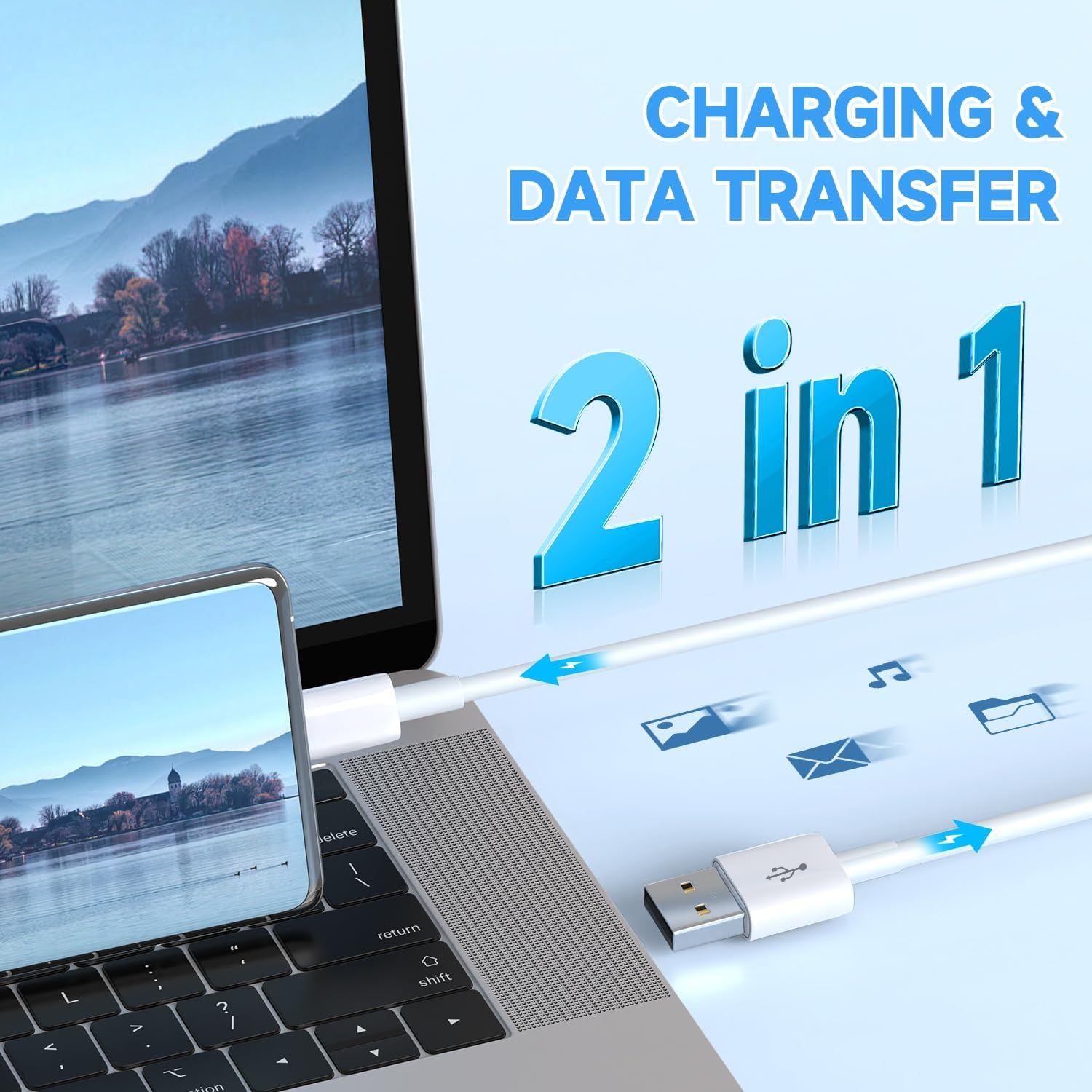 10Ft 3M Power Extension Cable for Wyze Cam, YI Camera, Nest Cam, Blink, Netvue, Kasa Cam, Cloud Camera, Furbo Dog, Arlo Q, USB to Micro USB Extension Charging and Data Sync Cord image number 5