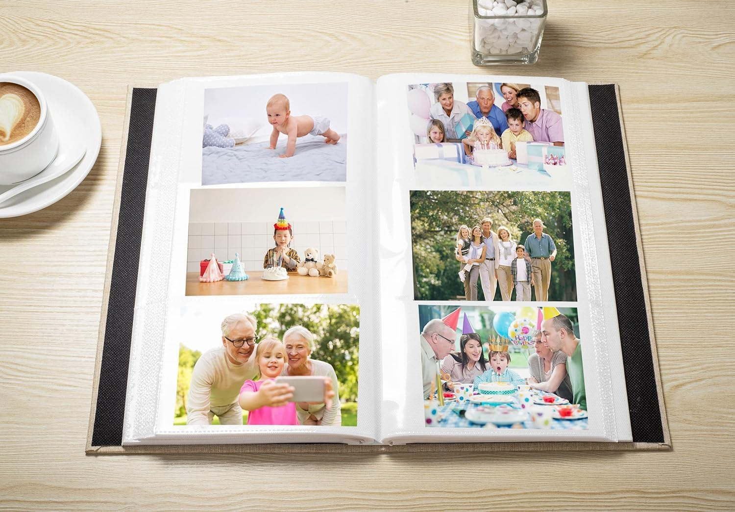 Photo Album 4X6 with 300 Pockets, Slip-In Picture Albums, Linen Cover Memory Book with Front Window, Vertical Photo Book for Wedding, Family, Anniversary, Baby, Vacation(Beige) image number 3