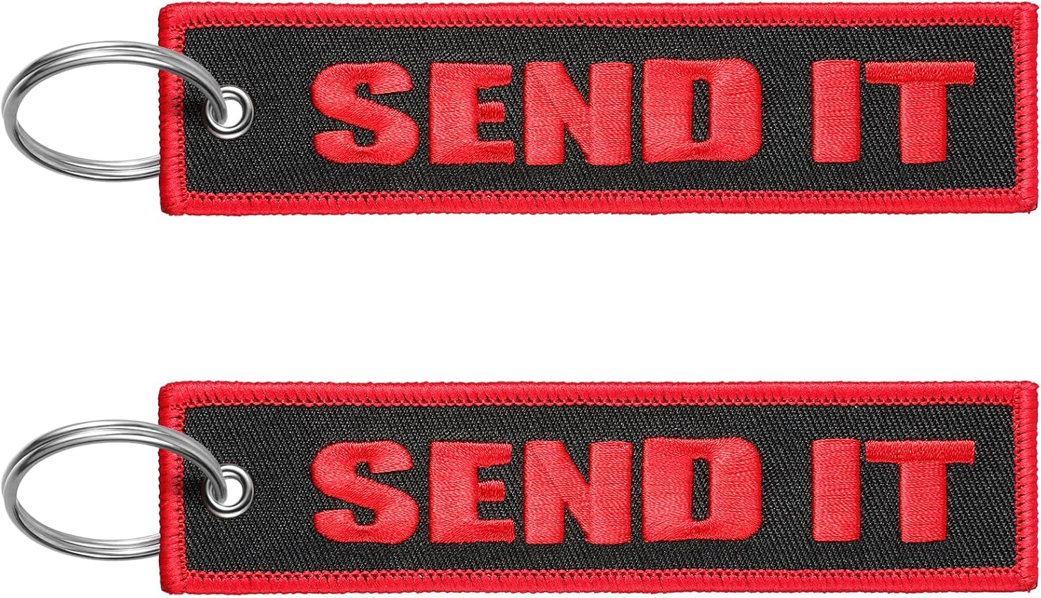 2 Pcs Embroidery Keychain Key Ring Accessories, Double Sided Motorcycles Car Key Tags for Scooters Men and Women