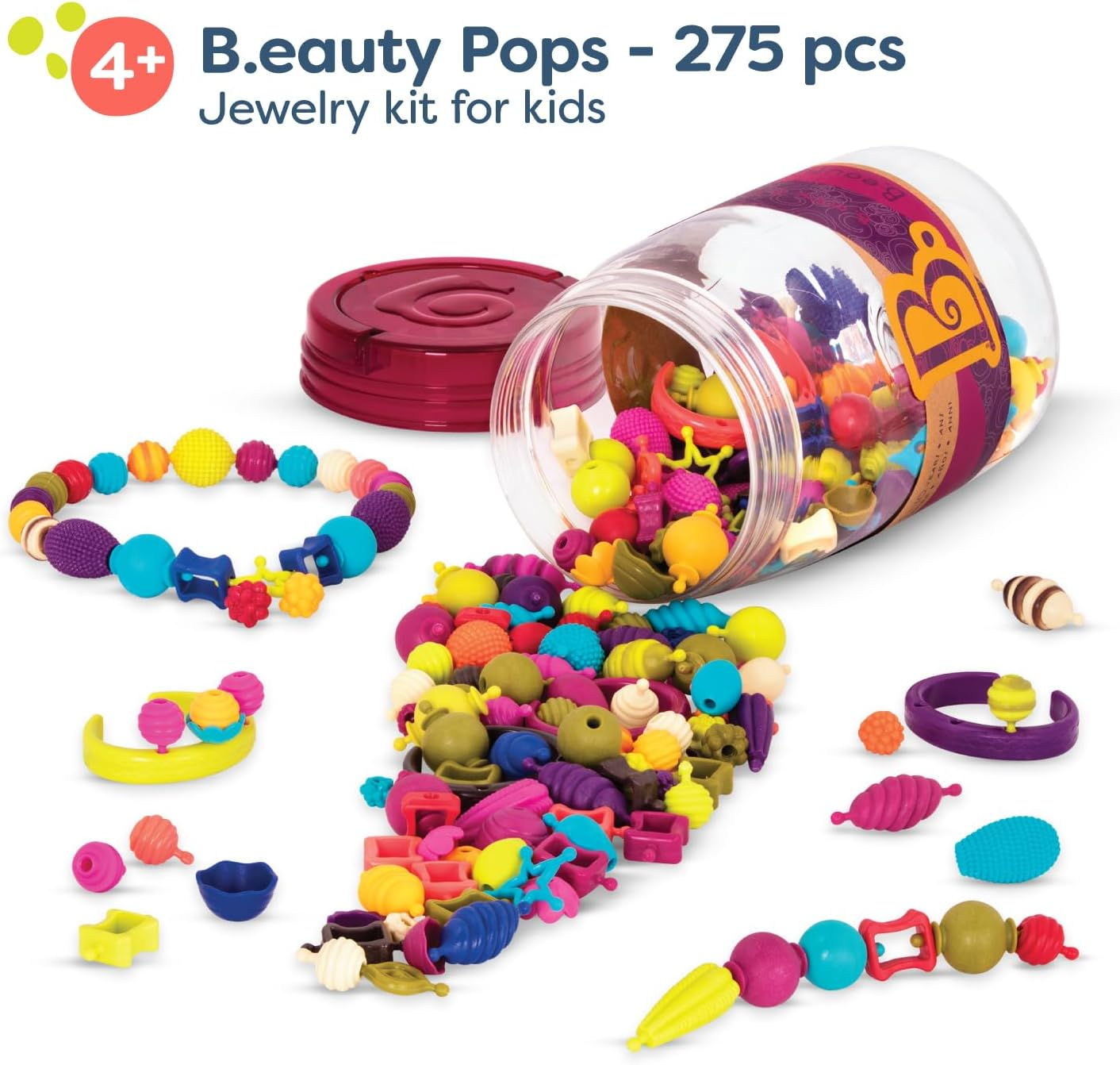 B. Toys &ndash; Pop Arty! 275 Pieces &ndash; Jewlery Making Kit &ndash; Creative Pop Snap Bead Set for Kids &ndash; DIY Craft Jewelry Making Kit &ndash; Necklaces, Rings, Bracelets &ndash; 4+ Years image number 3