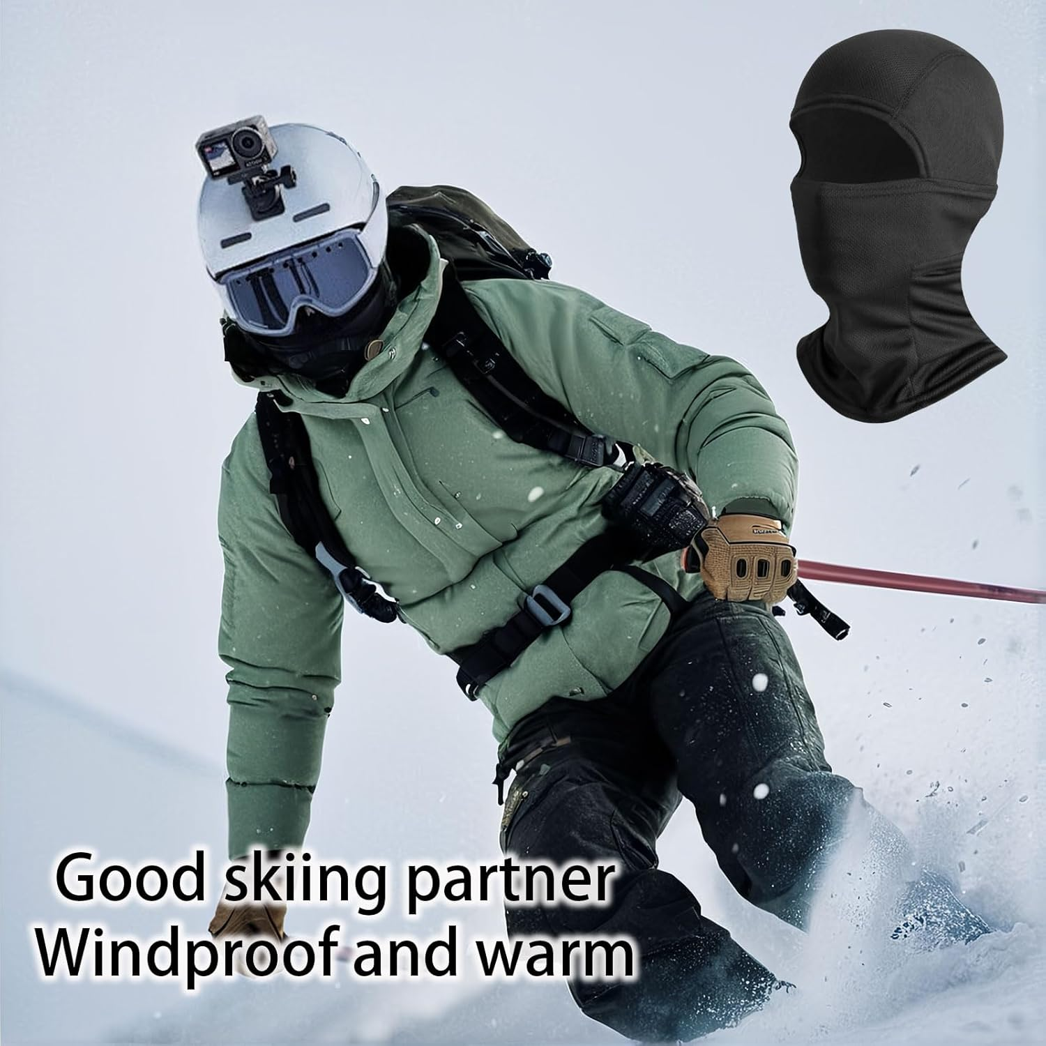 Zodaqian 2-Pack Thermal Winter Balaclava Ski Mask,Motorcycle Face Mask, Windproof Neck Gaiter for Outdoor Sports, Cycling, Skiing Black image number 1