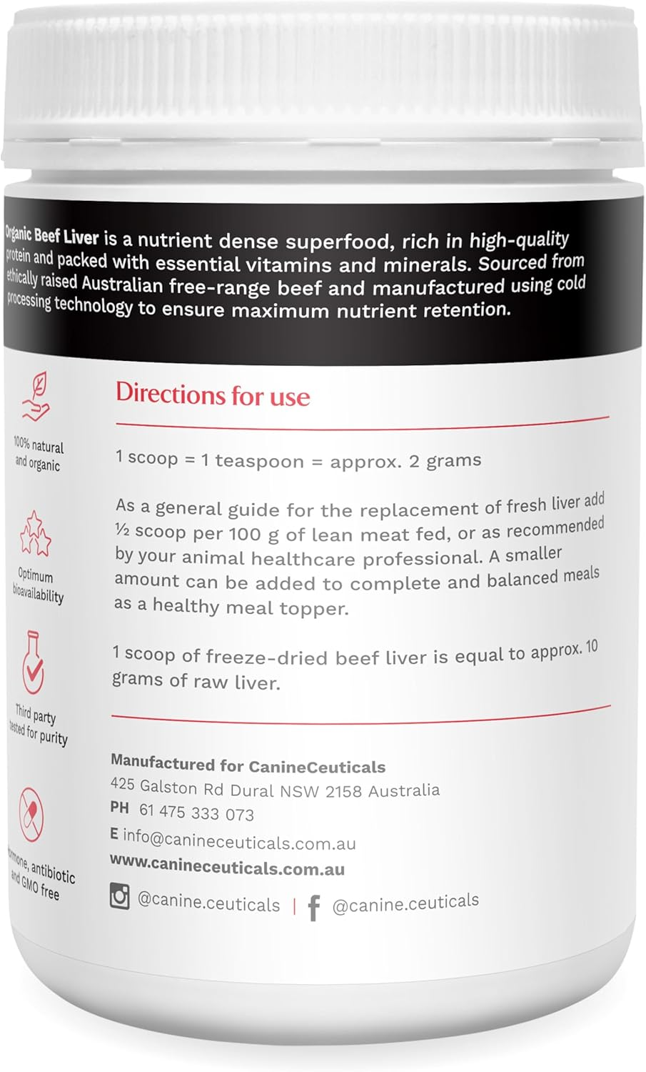 Canineceuticals - Organic Beef Liver for Dogs - Nutrient-Dense Superfood - Immune, Skin & Energy Support - Rich in Vitamins A, B-Complex, Iron & Coq10 - Natural & Hormone-Free image number 1