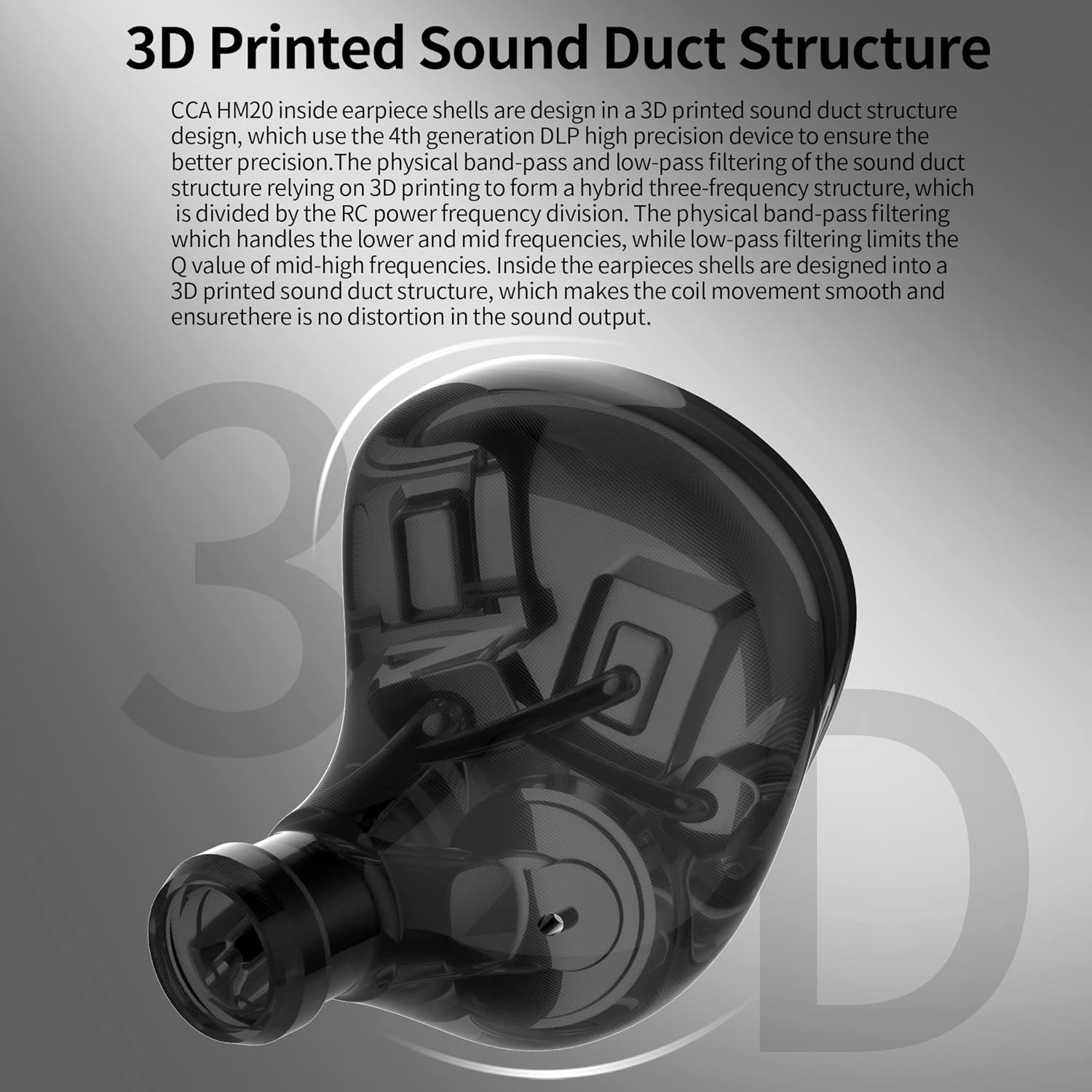 Erjigo In-Ear Monitors, CCA HM20 16-Units Hybrid in Ear Earphones, Hifi Stereo Noise Isolating Sport IEM Wired Earbuds/Headphones with Detachable Cable for Musician Audiophile (Black, without Mic) image number 4