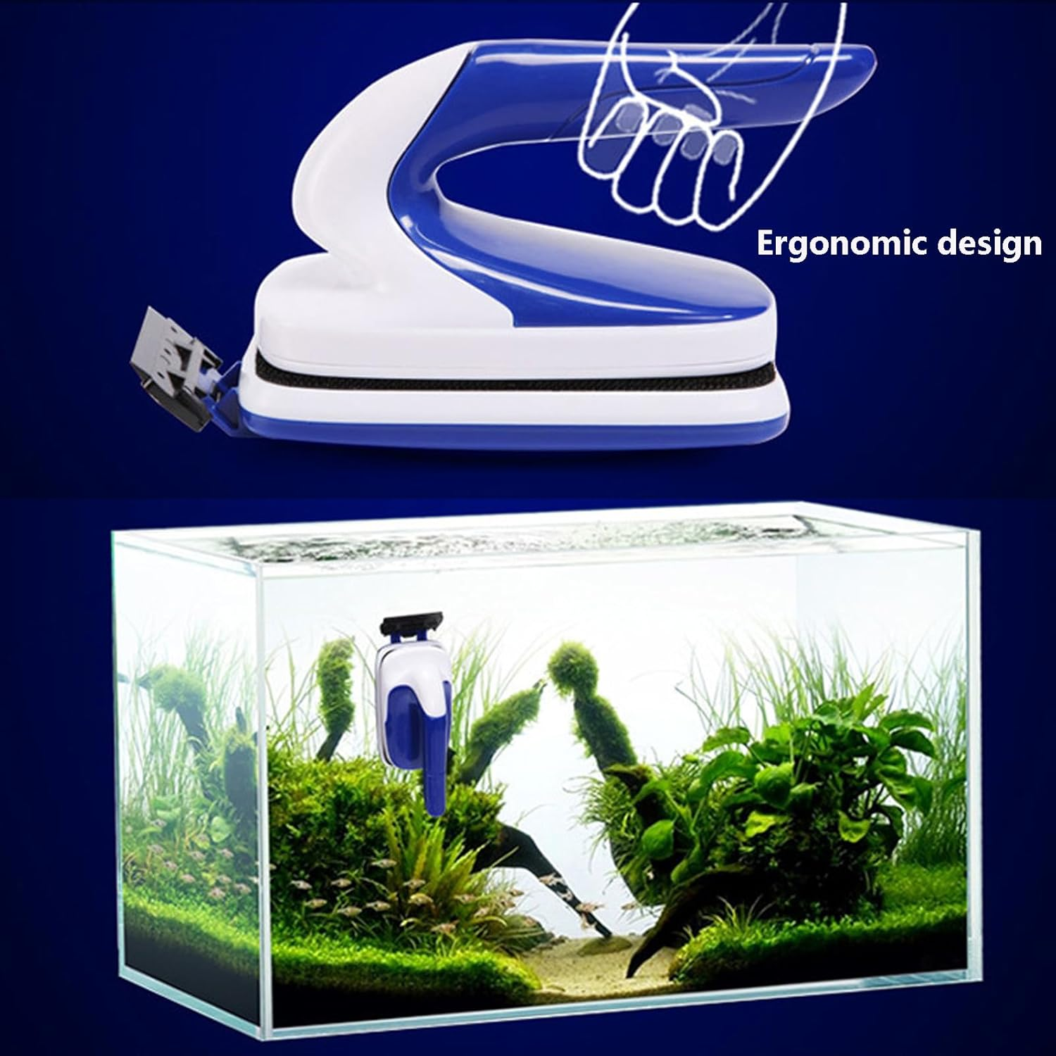 Magnetic Aquarium Fish Tank Glass Algae Scrapers Glass Cleaner Scrubber Clean Brush with Ergonomic Handgrip Design [Floating,Scratch-Free,Non-Slip,Magnetizing] (L) image number 6