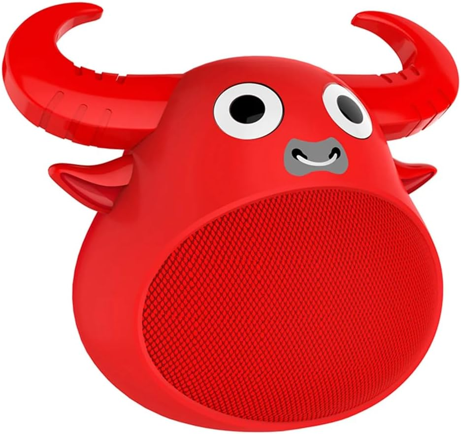Fitsmart Bluetooth Speaker Animal Style USB Charging Portable Travel V5.0 Bluetooth 3 Hours Playtime Can Connect 2 Together, Red