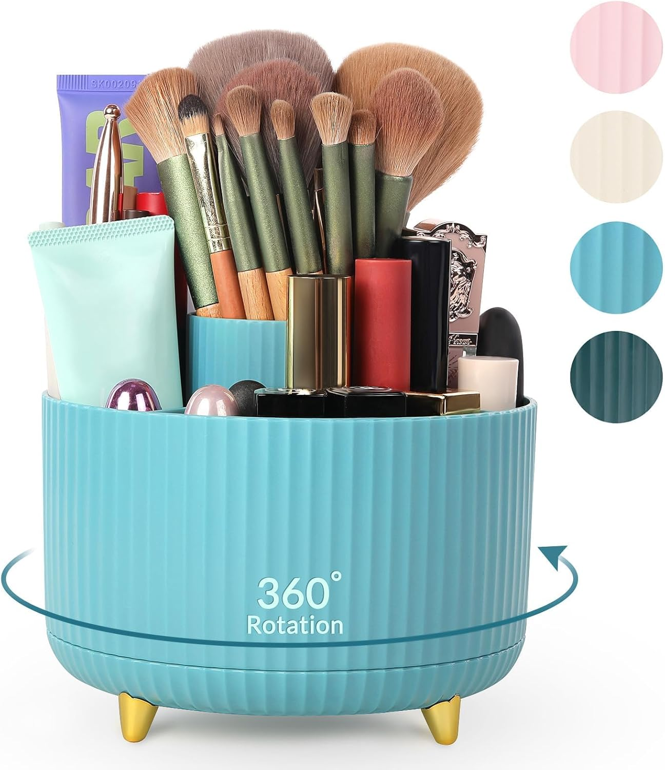 SKYDUE 360 Rotating Multipurpose Organizer - Cute Rotating Pen Holder with 5 Slots for Art Supplies, Office, School, Home
