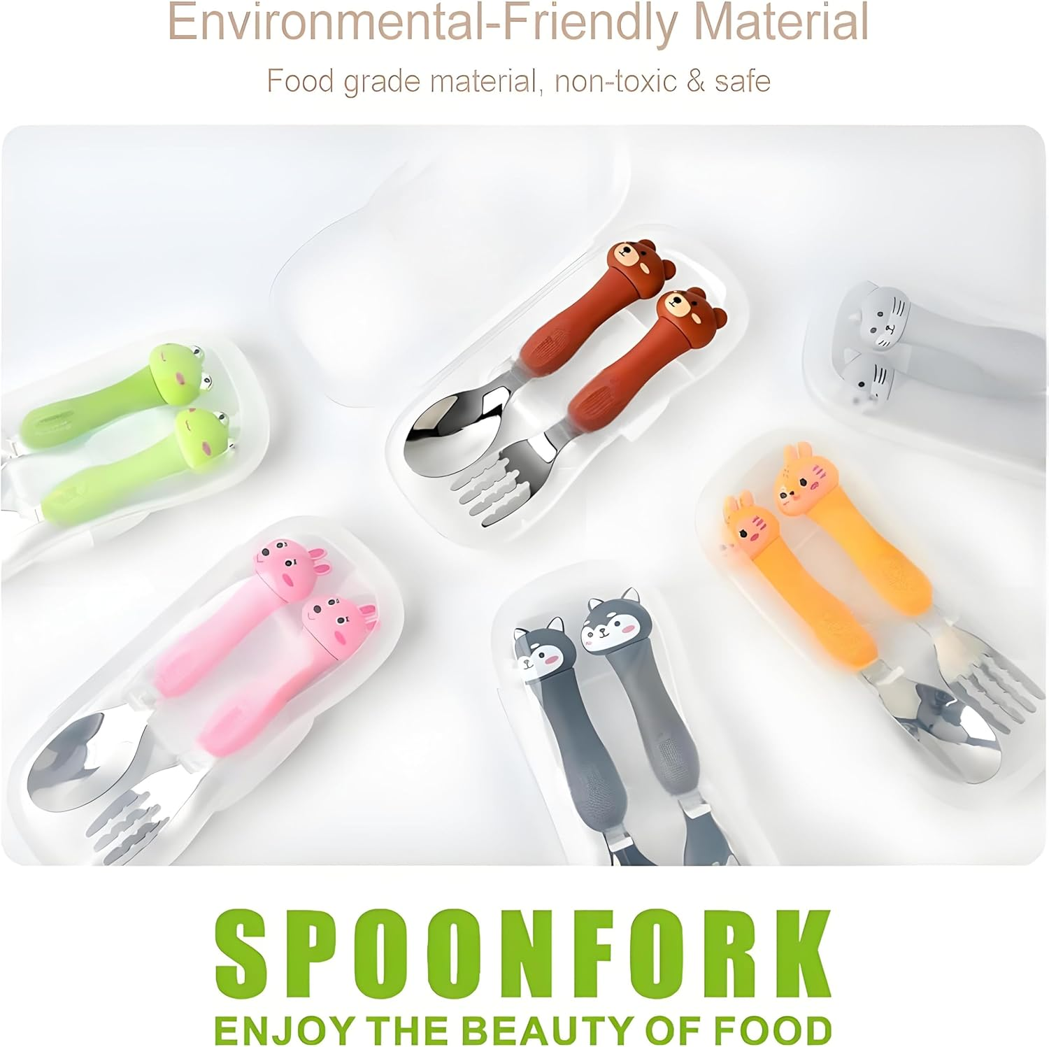 2 Piece Travel Carry Set,Portable Tableware for Children,Toddler Spoon & Fork Set with Travel Case image number 4