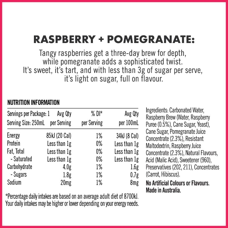 Bundaberg Refreshingly Light Raspberry & Pomegranate 24 X 250Ml image number 4