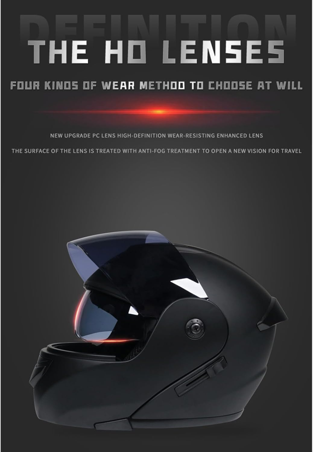 Bluetooth Modular Motorcycle Helmet DOT/ECE Approved Full Face Flip up Anti-Fog Double Sun Visor Helmet for Adults H,XL (61-62Cm) image number 5