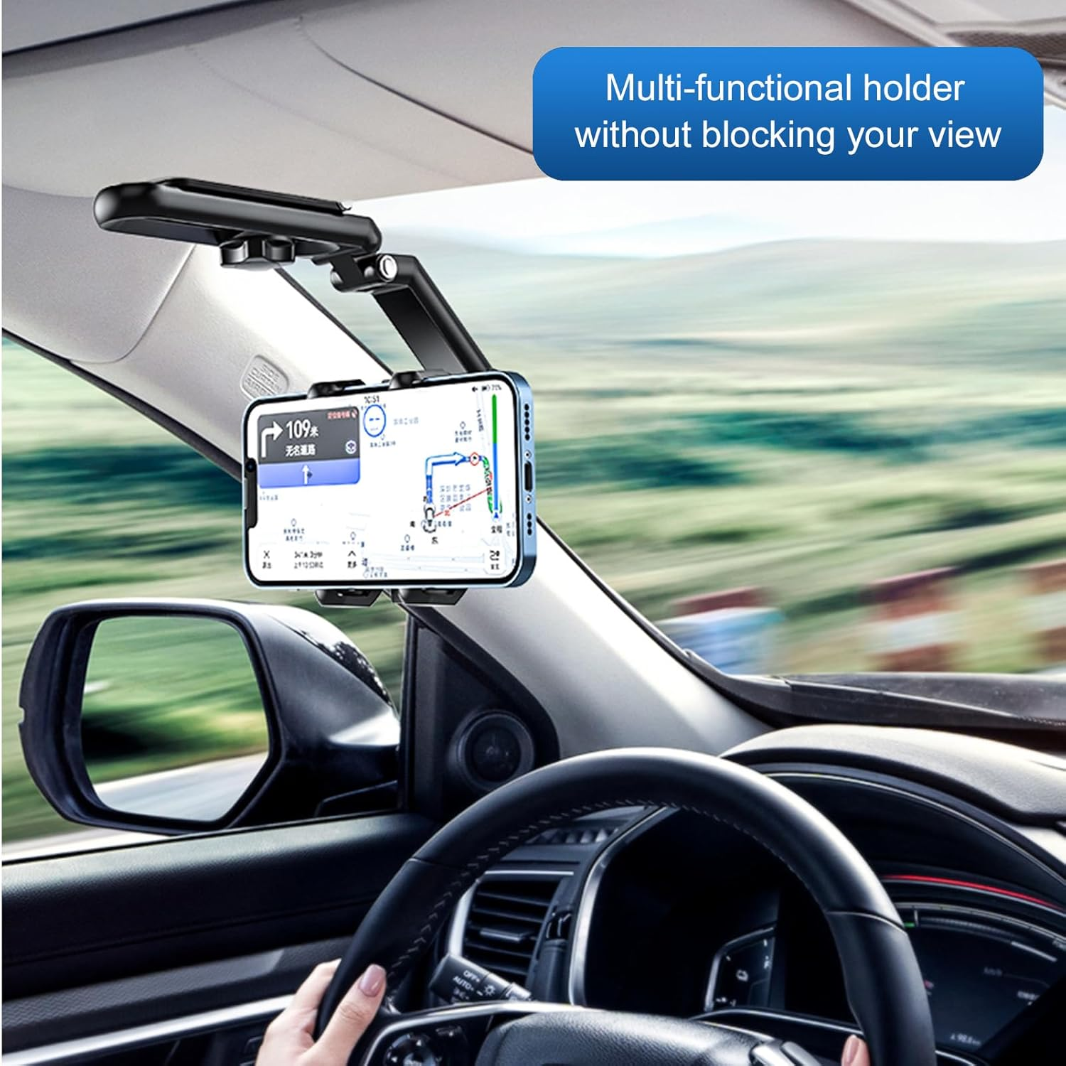 Car Phone Holder Mount,360&deg;Rotatable Retractable Car Phone Holder,Multifunctional Adjustable Mount Cell Phone Holder for Car,Universal Phone Holder for Mobile Phones image number 4