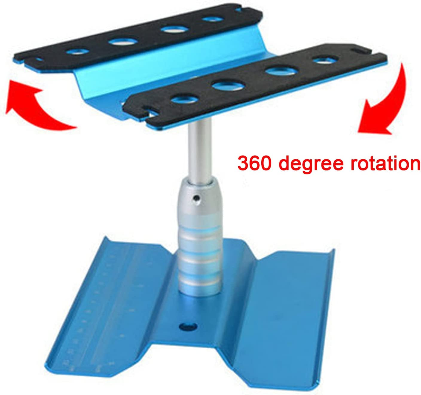 Lehom RC Car Work Stand Repair Station Hobby Tool Set Aluminum Alloy 360 Degree Rotation Lift Work Station for 1/8 1/10 Truck Buggy (Blue) image number 5