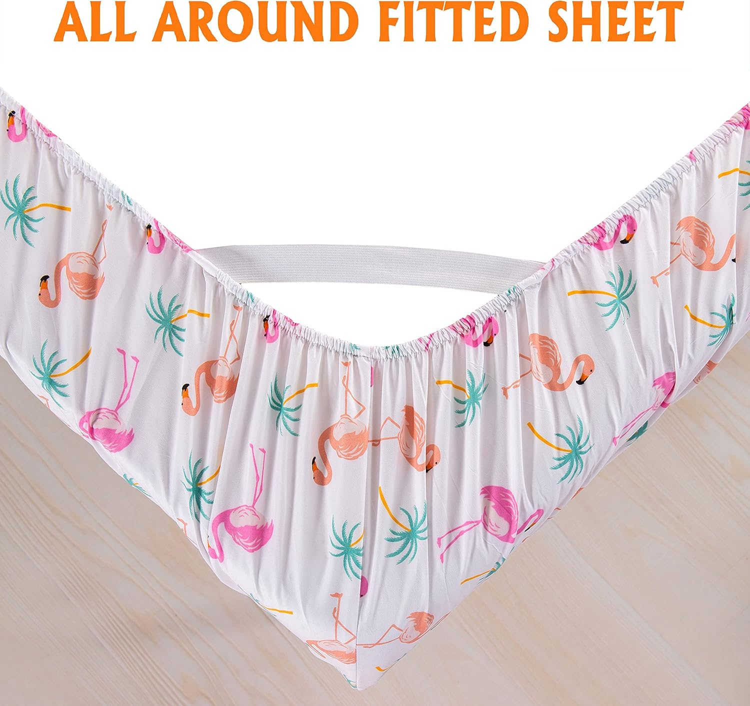 Elegant Comfort Ultra-Soft Double Brushed 6-Piece Microfiber Sheet Set Beautiful Tropical Patterns, and Vibrant Solid Colors, Luxury, All-Season Bed Sheet Set - Flamingo, Queen image number 6