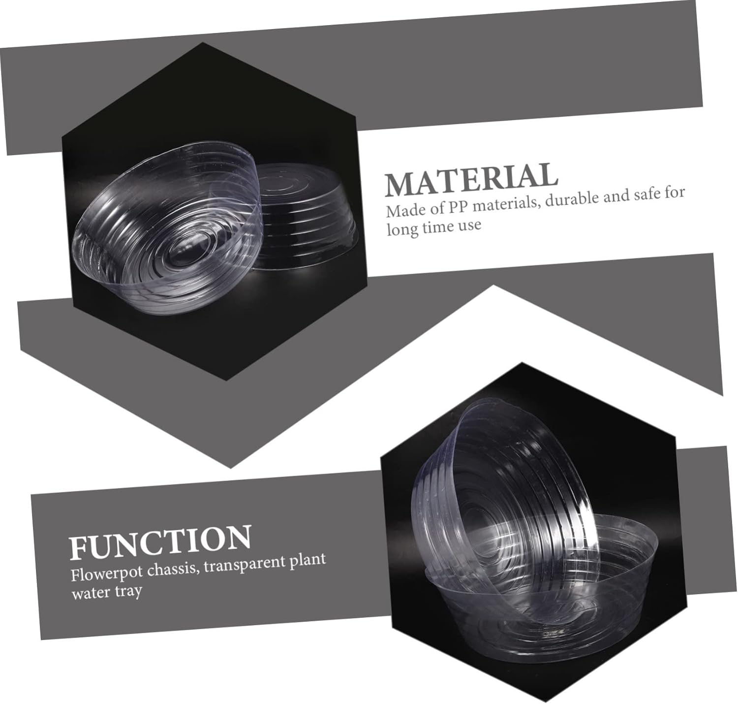 KONTONTY Plant Saucer Liner 6 Pack Deep Flower Pot Trays for Indoor Gardening Leakproof image number 1