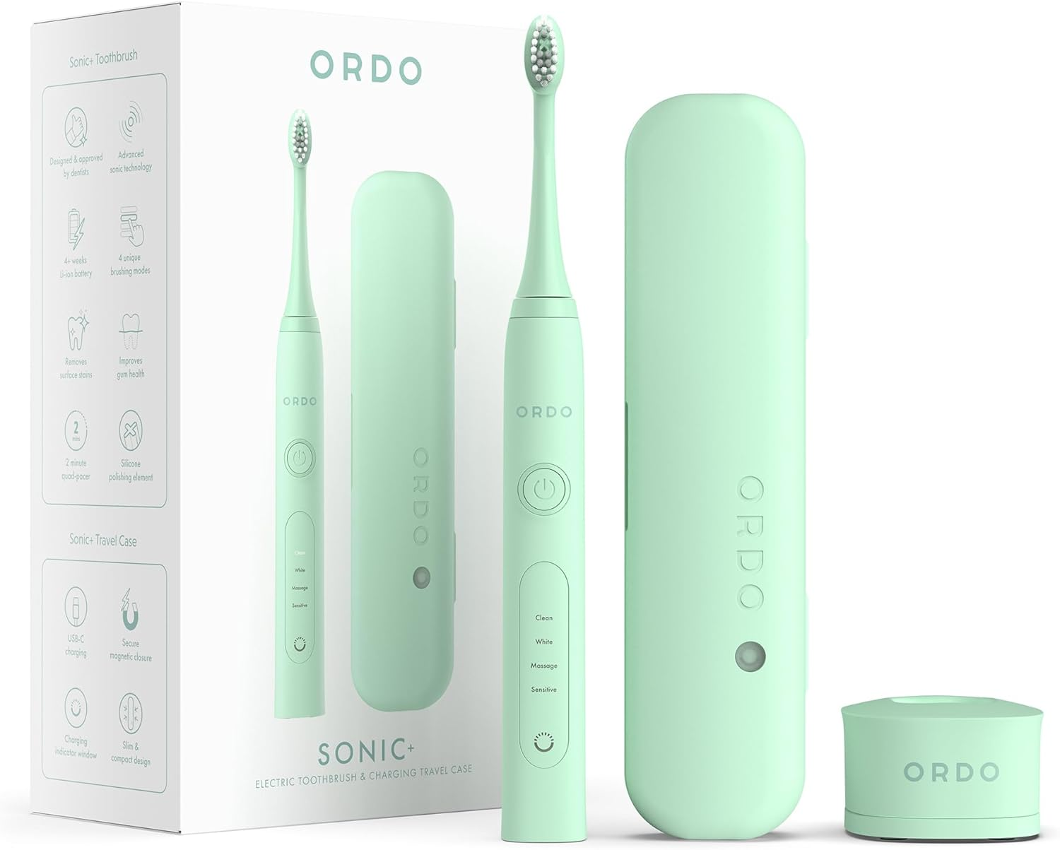 Ordo Sonic+ Travel Case for Toothbrush and Charger "Bundle Pack" - Mint Green