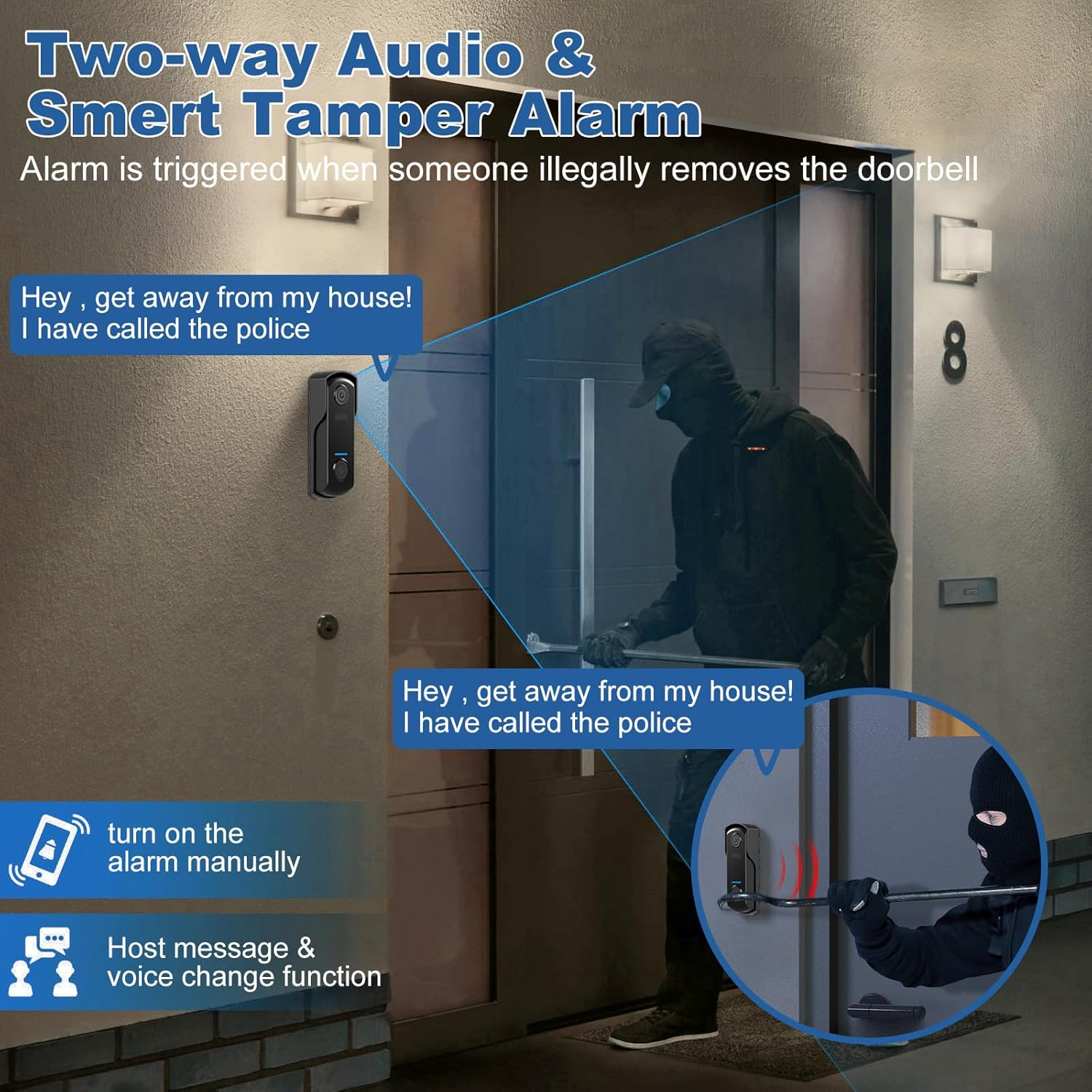 Oolong 2K Video Doorbell Camera Wireless Door Bell Battery Powered with 2.4GHZ Wifi,Ai&Pir Motion Detection,Two-Way Audio,Ip65 Waterproof,Night Vision,Surveillance,Cloud Storage,Free Give 64GB SD Card image number 5