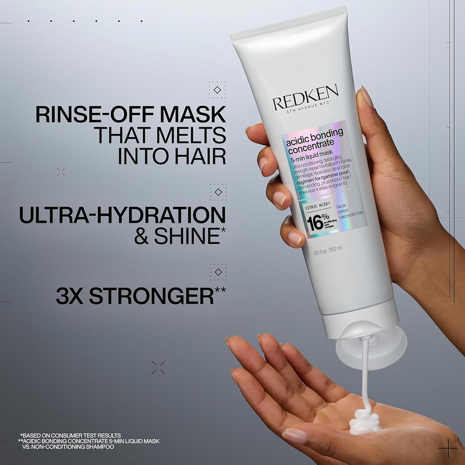 Redken Bonding Hair Mask for Dry, Damaged Hair Repair | Acidic Bonding Concentrate | Hydrating 5 Minute Hair Mask | for All Hair Types | 250Ml image number 3