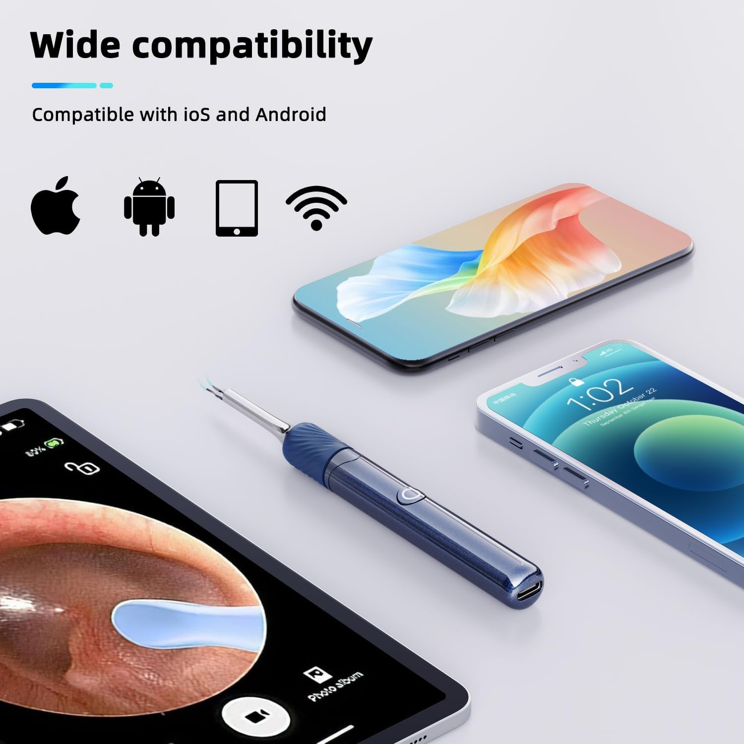 Ear Wax Removal with Tweezers - 1080P HD Ear Cleaner Ear Camera Otoscope, Omni-Direction Ear Pick Tweezer, Real-Time Remote Video,Multi Earwax Cleaning Replacement Kits image number 4