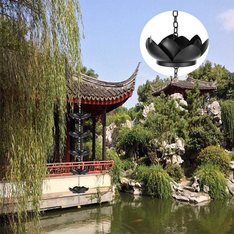 Limcryspp High-Quality Metal Artificial Lotus Rain Chain Replacement, Adjustable Length S-Shaped Hook, Suitable for Drainage Ditches image number 5