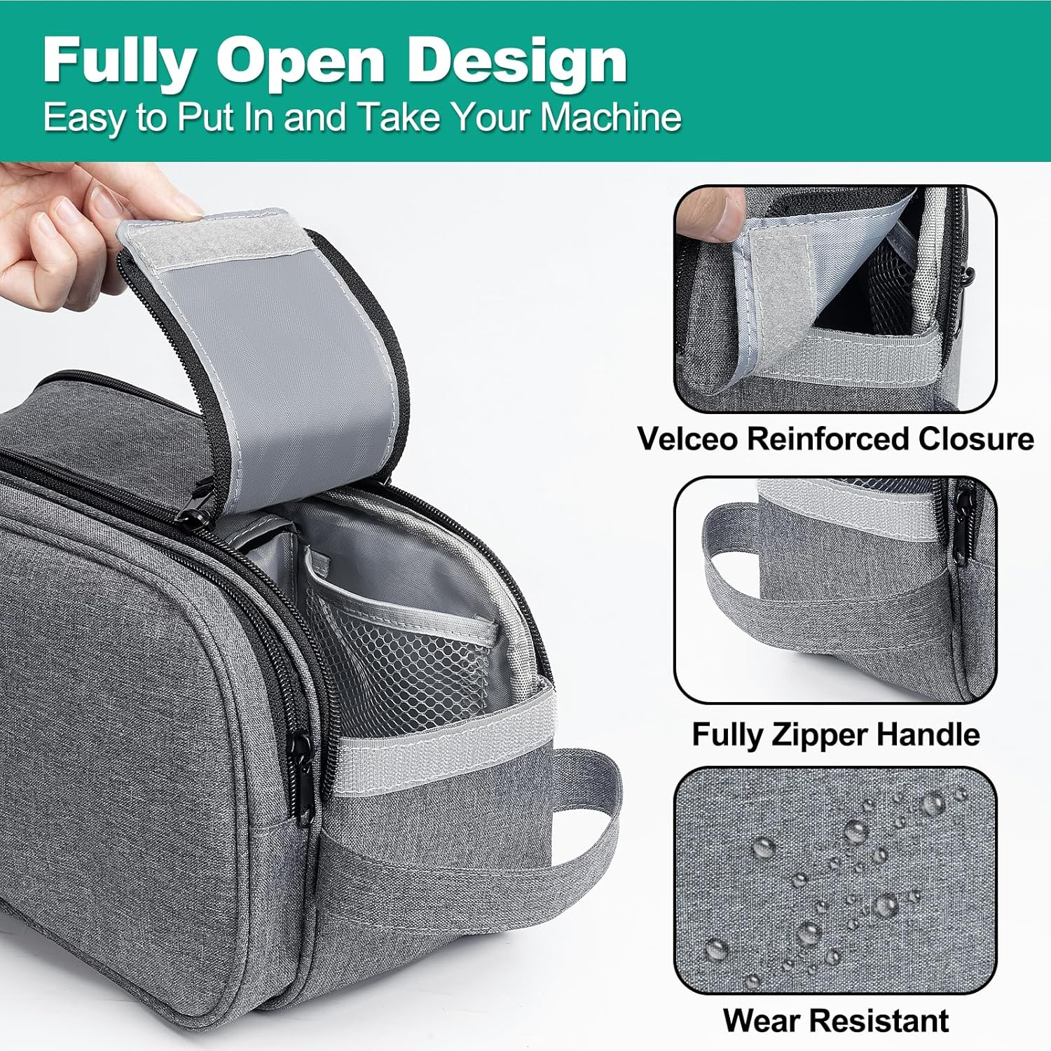 CPAP Travel Bag for Resmed Airmini Machine, Portable Storage Organizer Case Fits for CPAP Machine and Accessorie, Grey image number 2