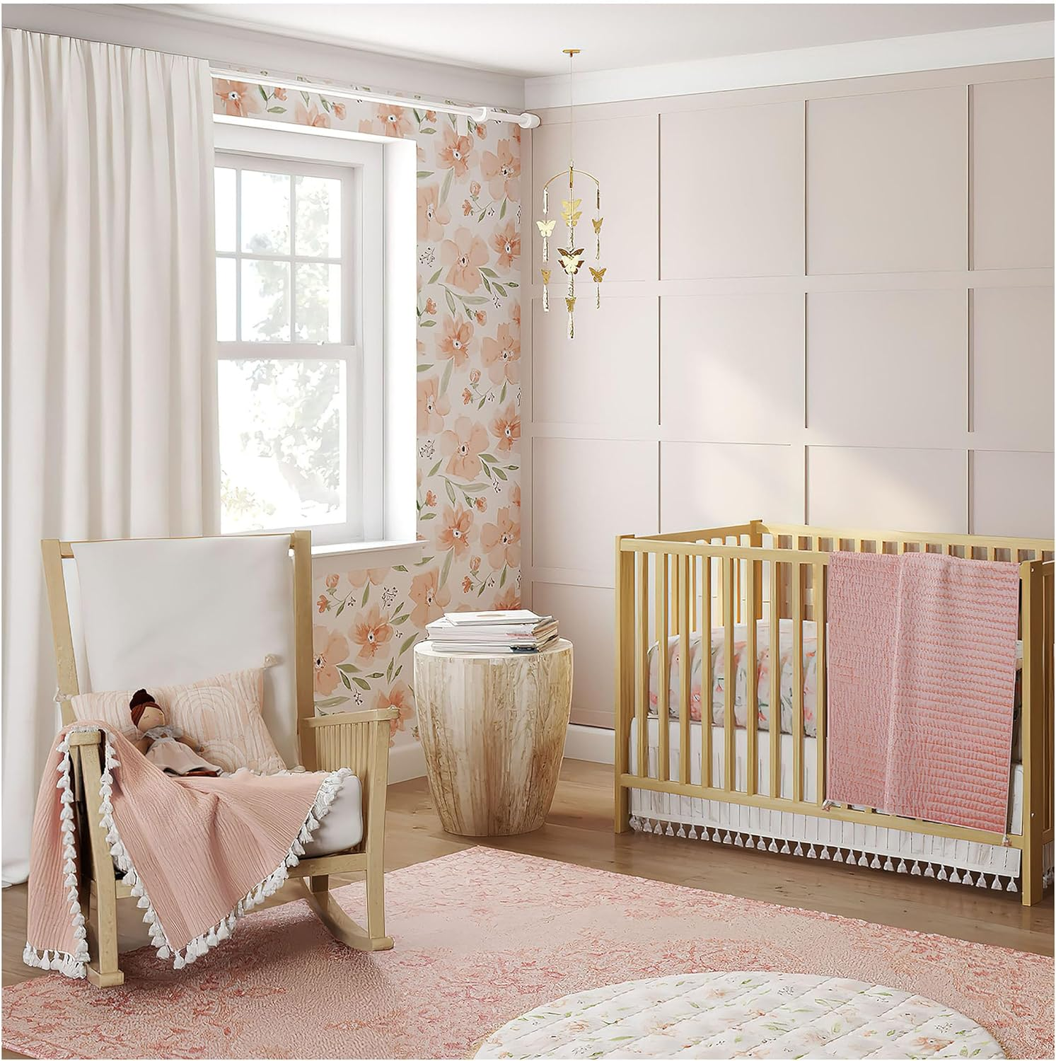 Crane Baby Floral Wallpaper for Nursery, Removable Wallpaper for Boys and Girls, Pink Floral, 20.87&rdquo;W X 270" H image number 2