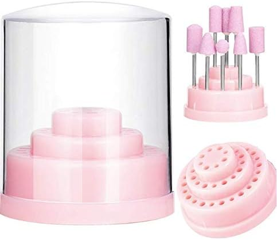 KDDOM 48 Holes Nail Drill Holder Nail Art Plastic Drill Stand Professional Nail Printer Shell Holder Nail Tools (Pink) image number 3