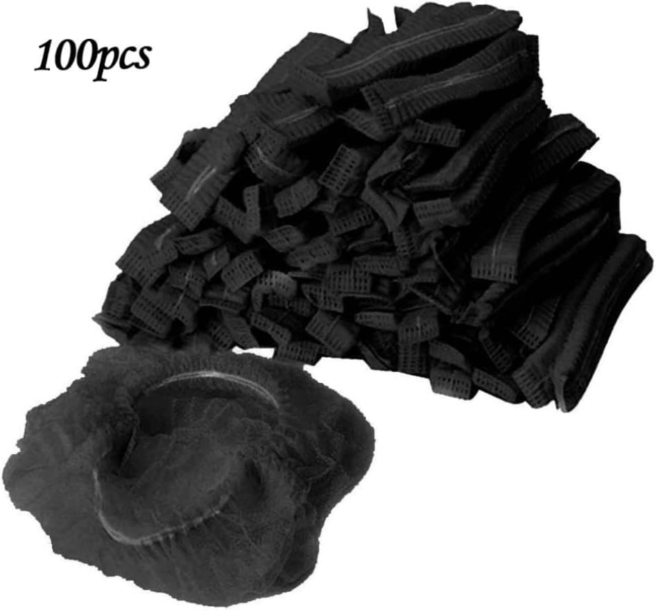 Disposable Hair Net,100 Pack Disposable Nonwoven Hair Cap, Hair Net for Nurses, Cooking, Salon, Food Service - Black, 21Inch