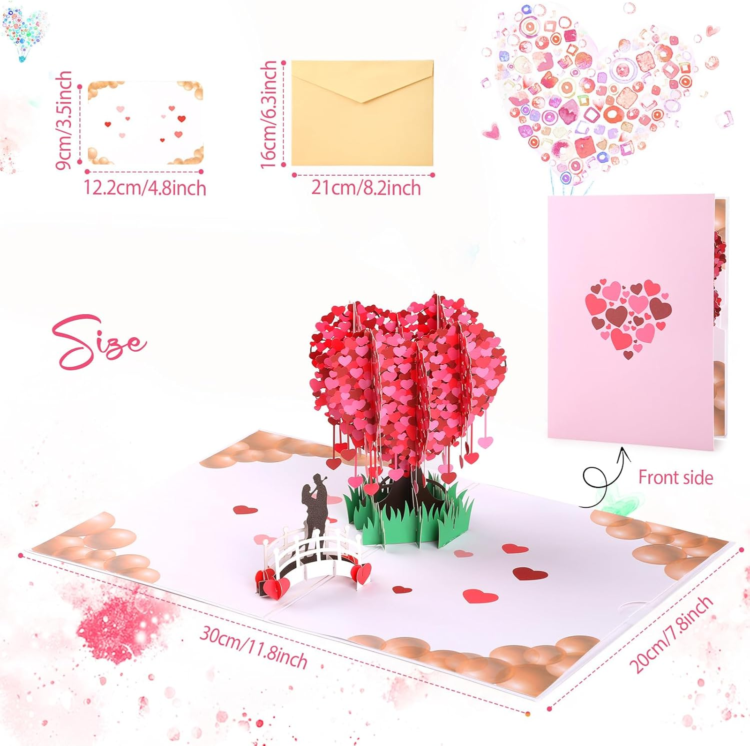 Pop up Wedding Card, Geeric 3D Proposal Card Popup Anniversary Love Card Romantic Valentine'S Day Greeting Card with Envelope Wedding Invitation Card Love Tree Paper Card for Her Him Lovers