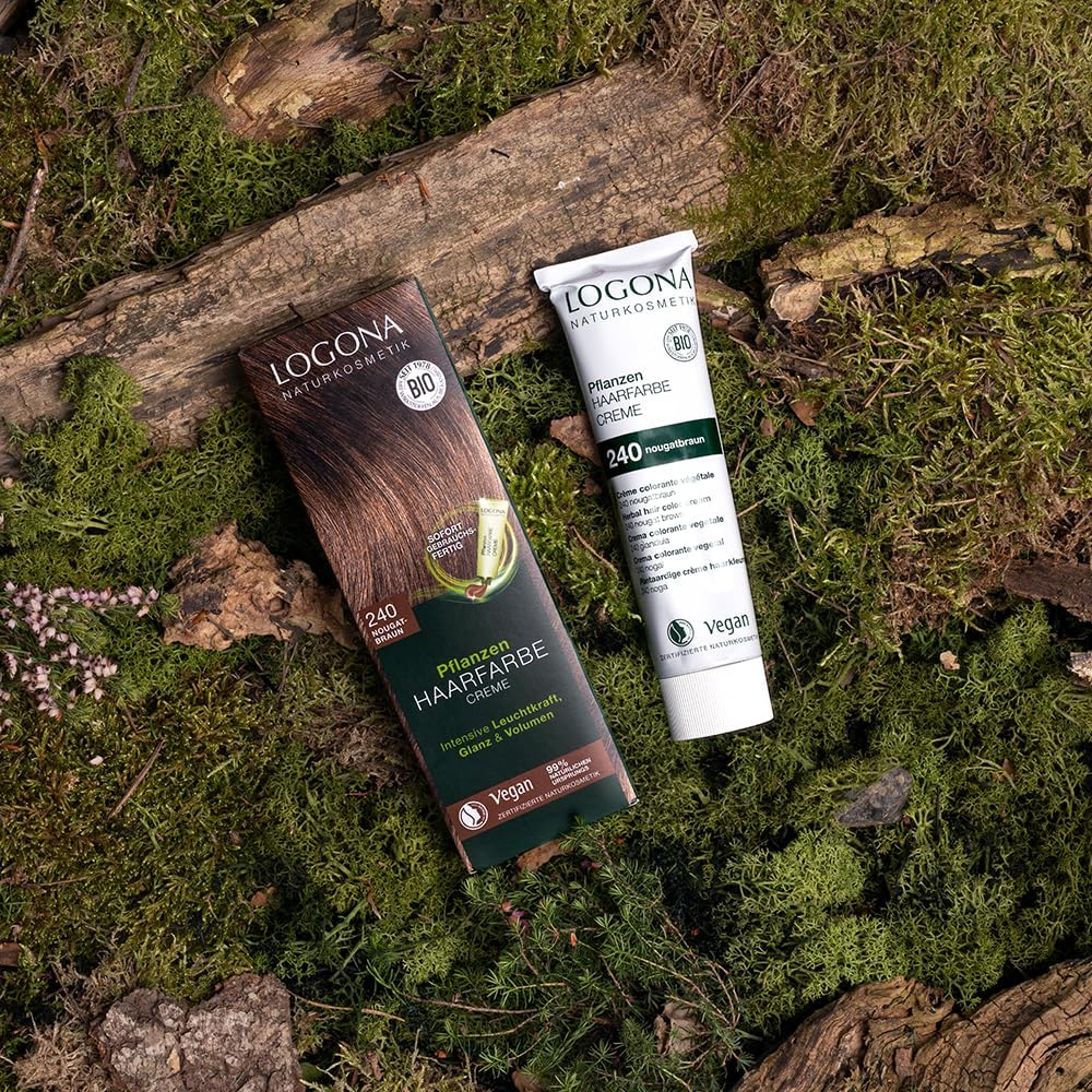 LOGONA Naturkosmetik Plant Hair Colour Cream 240 Nougat Brown, Natural Hair Colour with Henna, Tone Colour Cream, Colouration for Dark Hair, 150 Ml image number 1